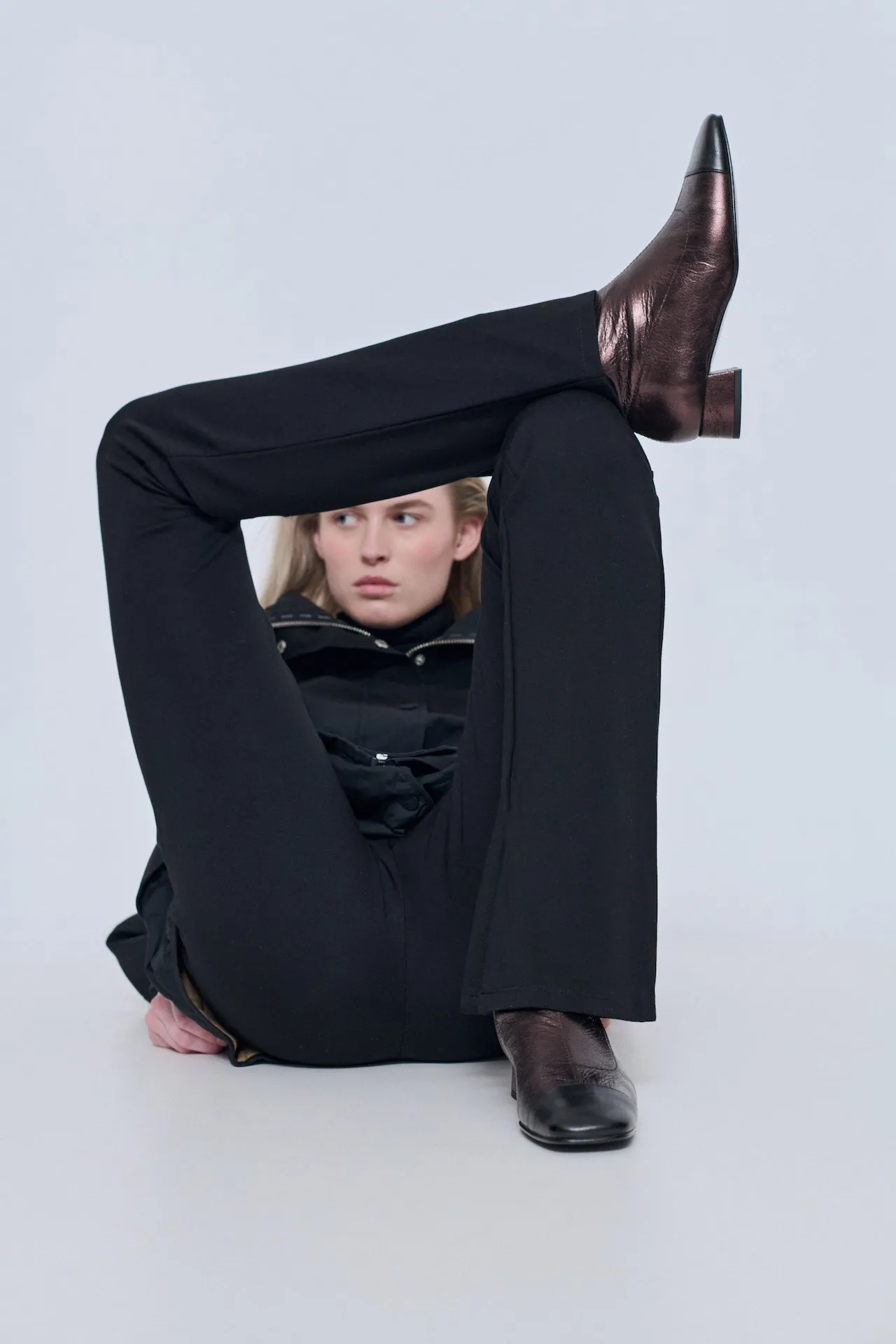 Laurie Ankle Boots in Chocolate-coloured Metallic Leather Work Day