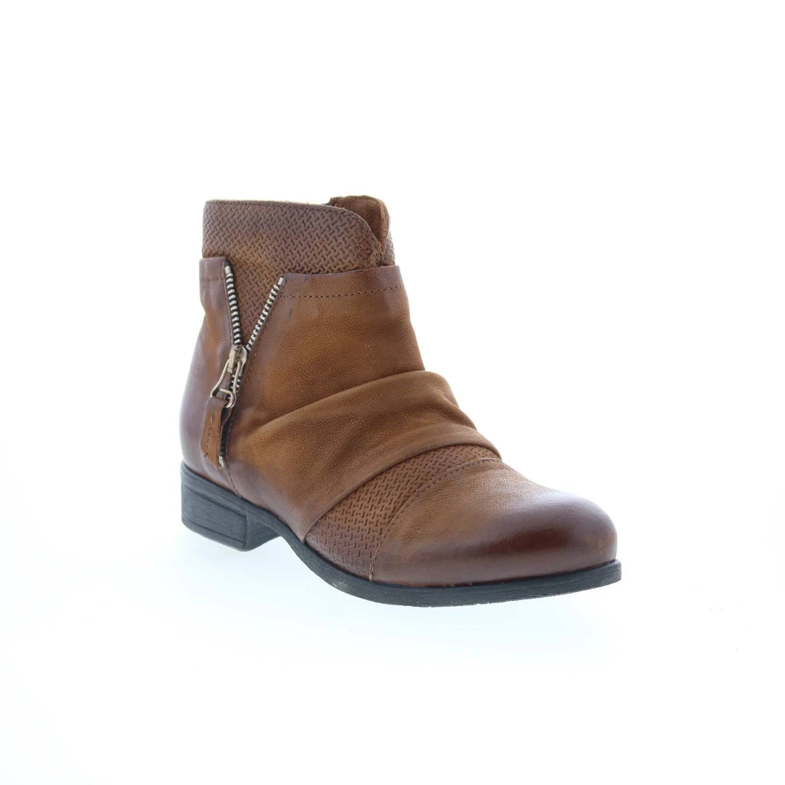 Miz Mooz Sunny-QVC Womens Brown Leather Zipper Ankle & Booties Boots Easy Clean