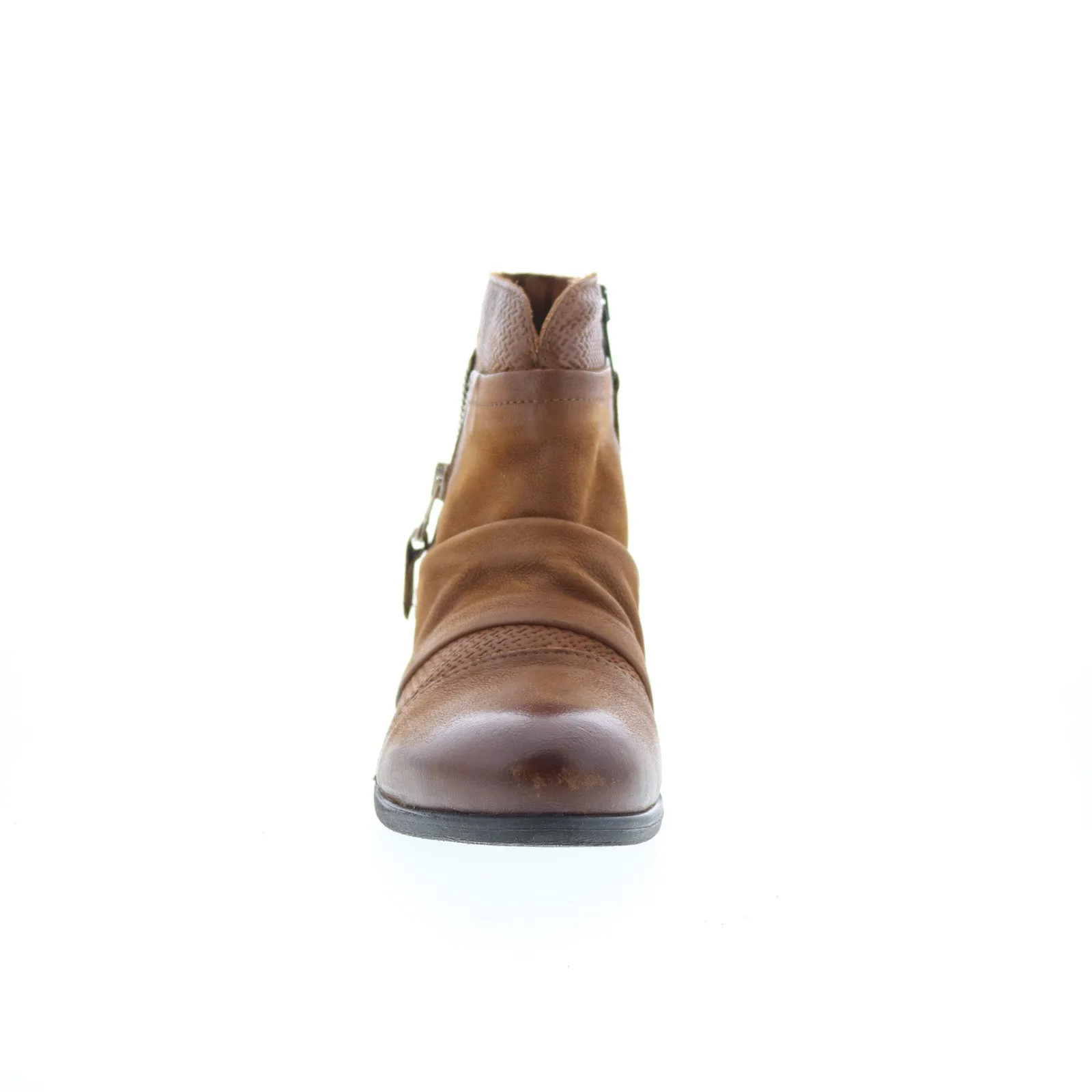Miz Mooz Sunny-QVC Womens Brown Leather Zipper Ankle & Booties Boots Running Comfort Beach Walk