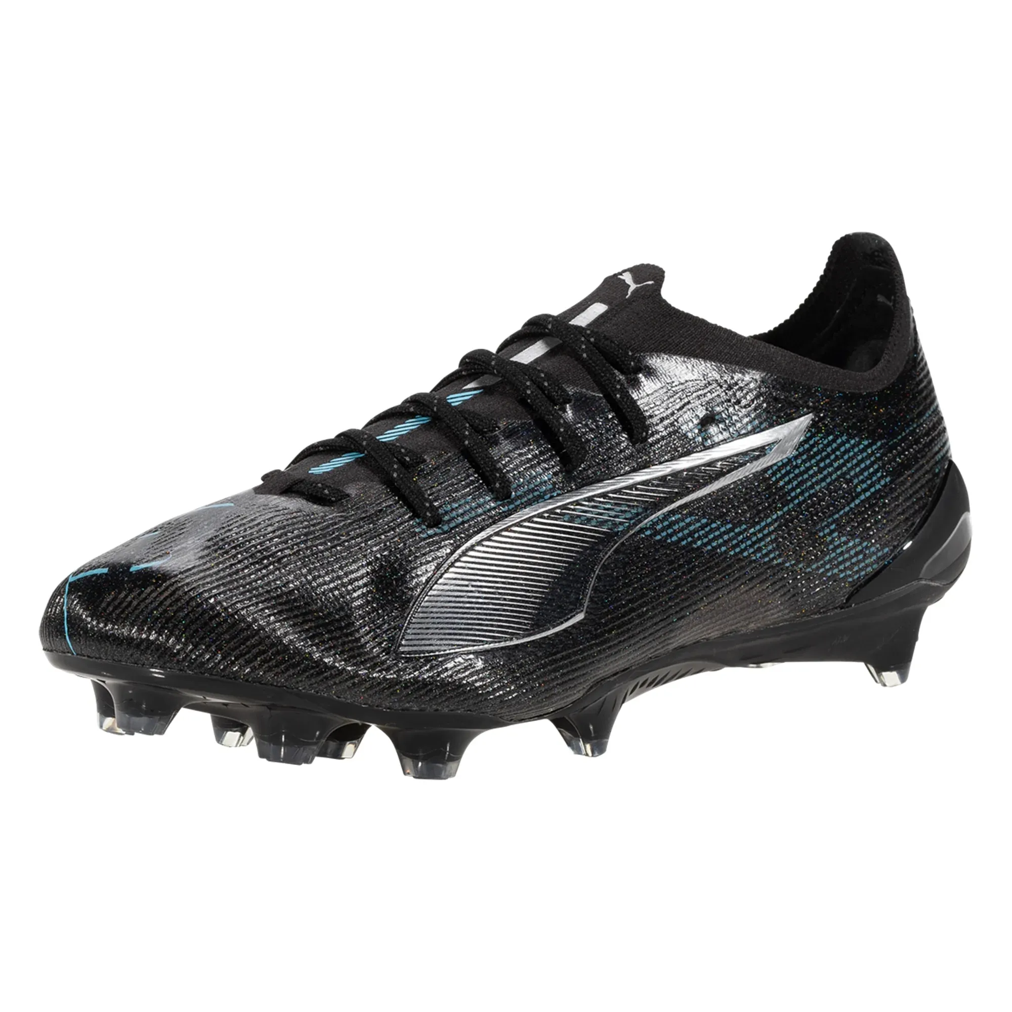Pace Return Evening Match Puma Ultra 5 Ultimate FG Soccer Cleats (Black/Silver/Bright Royal)