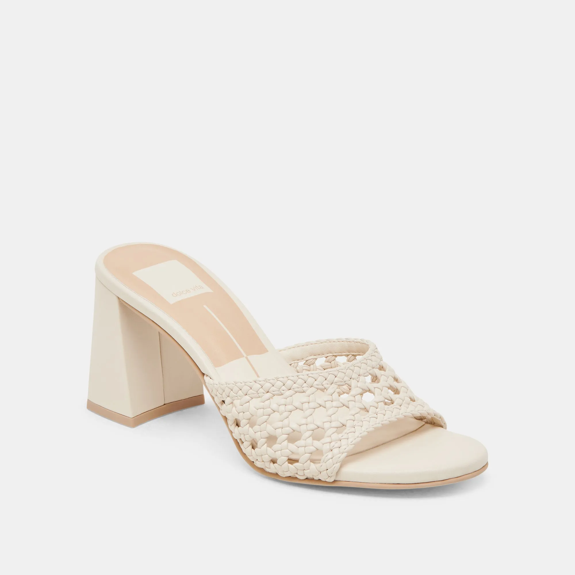 MARGOE HEELS CREME WOVEN STELLA Bold Open Toe Heels Formal Event Heels