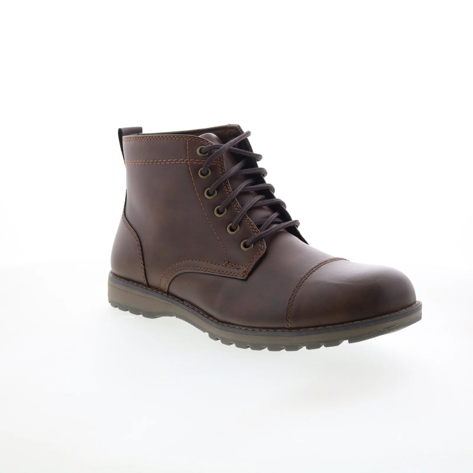 All weather Traction Grip Eastland Jason Cap Toe 7372-12 Mens Brown Synthetic Casual Dress Boots