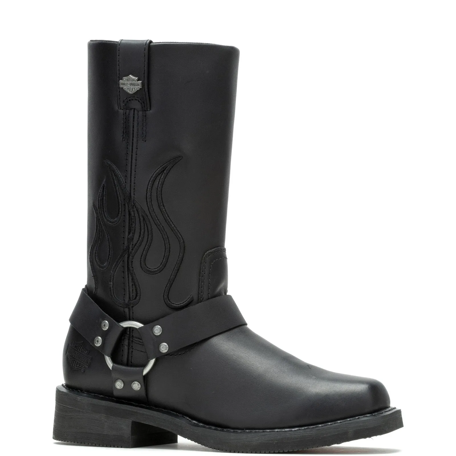 Harley-Davidson Hustin D96310 Mens Black Leather Zipper Motorcycle Boots Flexible Movement Construction Grade