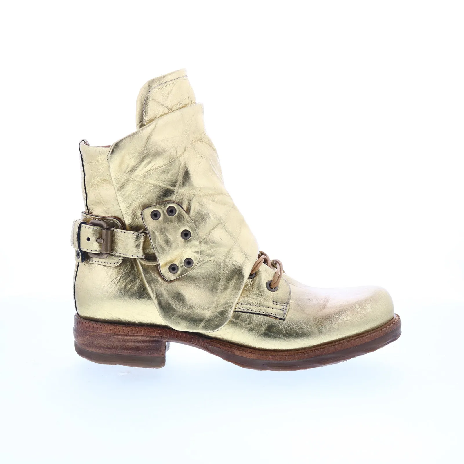 A.S. 98 Snider Womens Gold Leather Zipper Ankle & Booties Boots Flexible Outsole Day To Night
