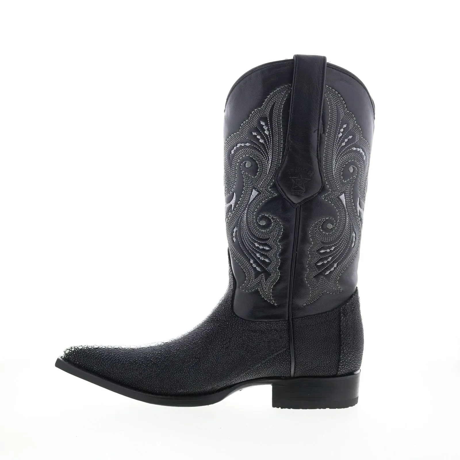 Trail Strength Los Altos 3X Toe Stingray Rowstone Mens Black Wide Cowboy Western Boots