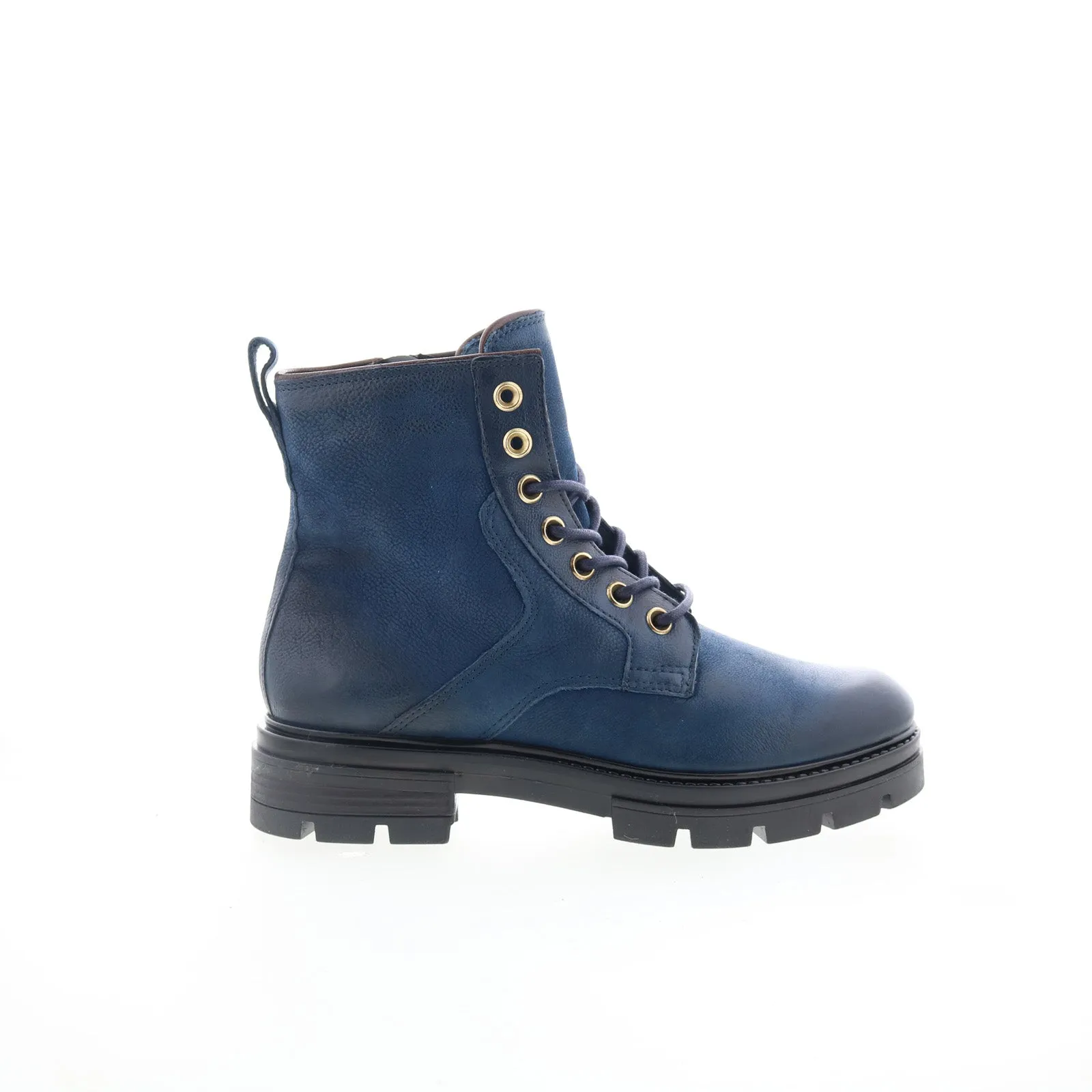 Low Maintenance Miz Mooz Bradford Womens Blue Leather Lace Up Casual Dress Boots