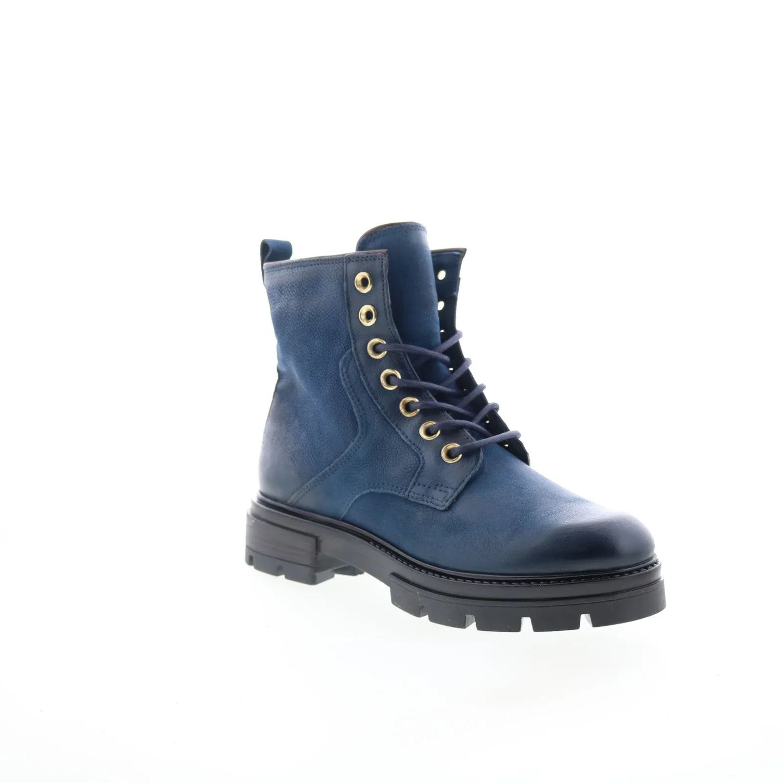 Adjustable Miz Mooz Bradford Womens Blue Leather Lace Up Casual Dress Boots