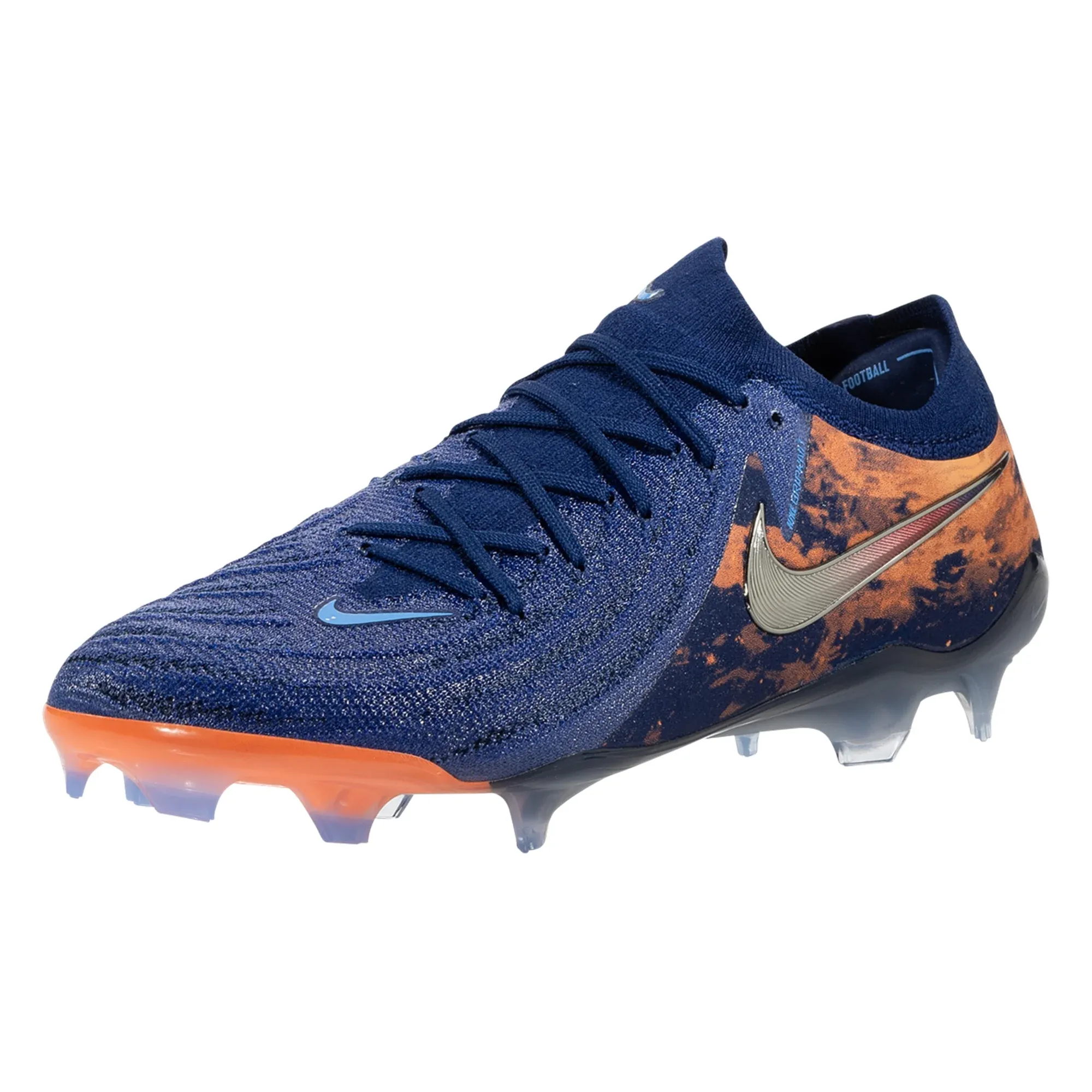 Padded Heel Nike Phantom GX II Elite Erling Haaland FG Soccer Cleats (Blue Void/Chrome)