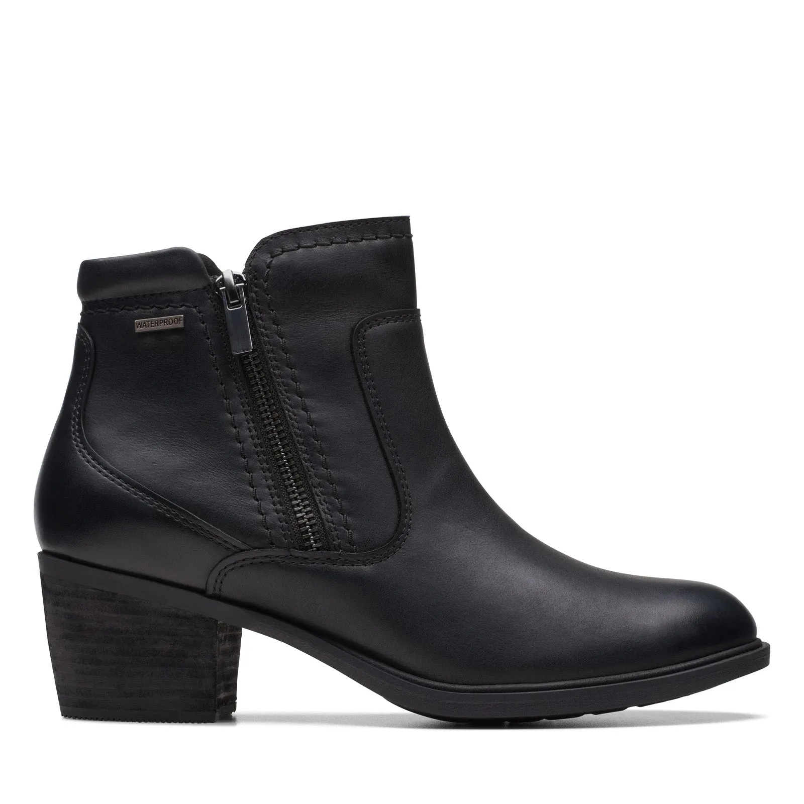 Clarks Neva Zip Waterproof 26175199 Womens Black Ankle & Booties Boots Camping Trip