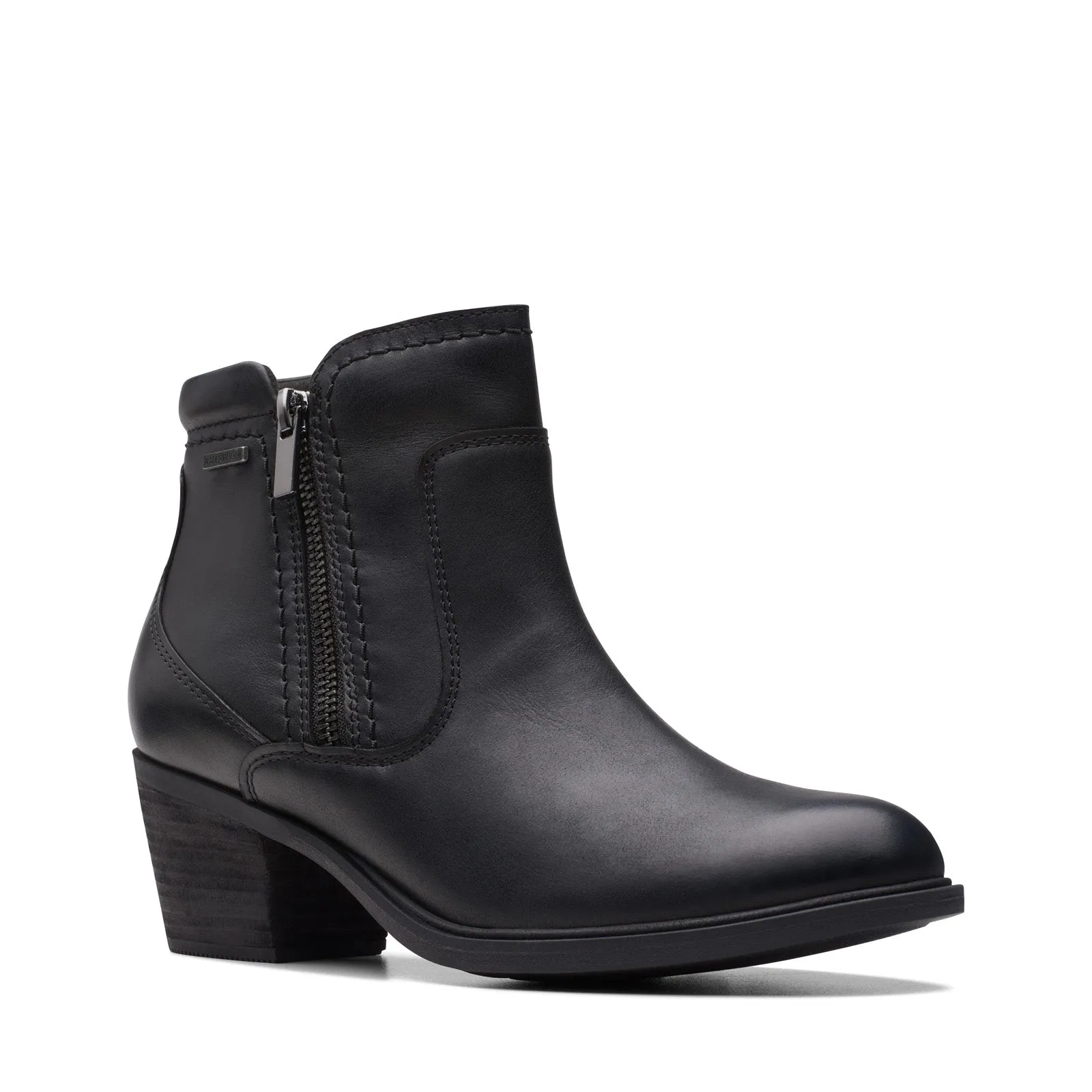 Clarks Neva Zip Waterproof 26175199 Womens Black Ankle & Booties Boots Casual Look Neutral Colors
