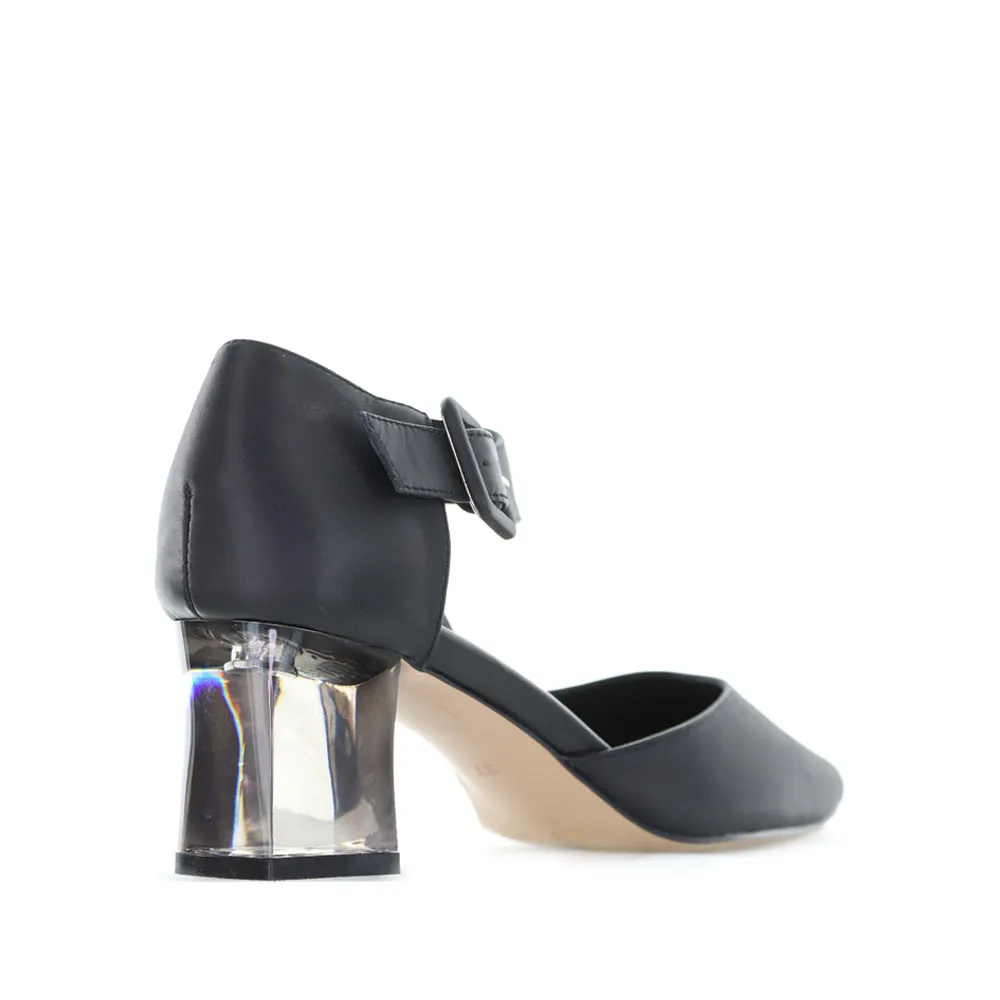 DJANGO & JULIETTE HAPPIE BLACK SATIN mesh construction Holiday Sandals
