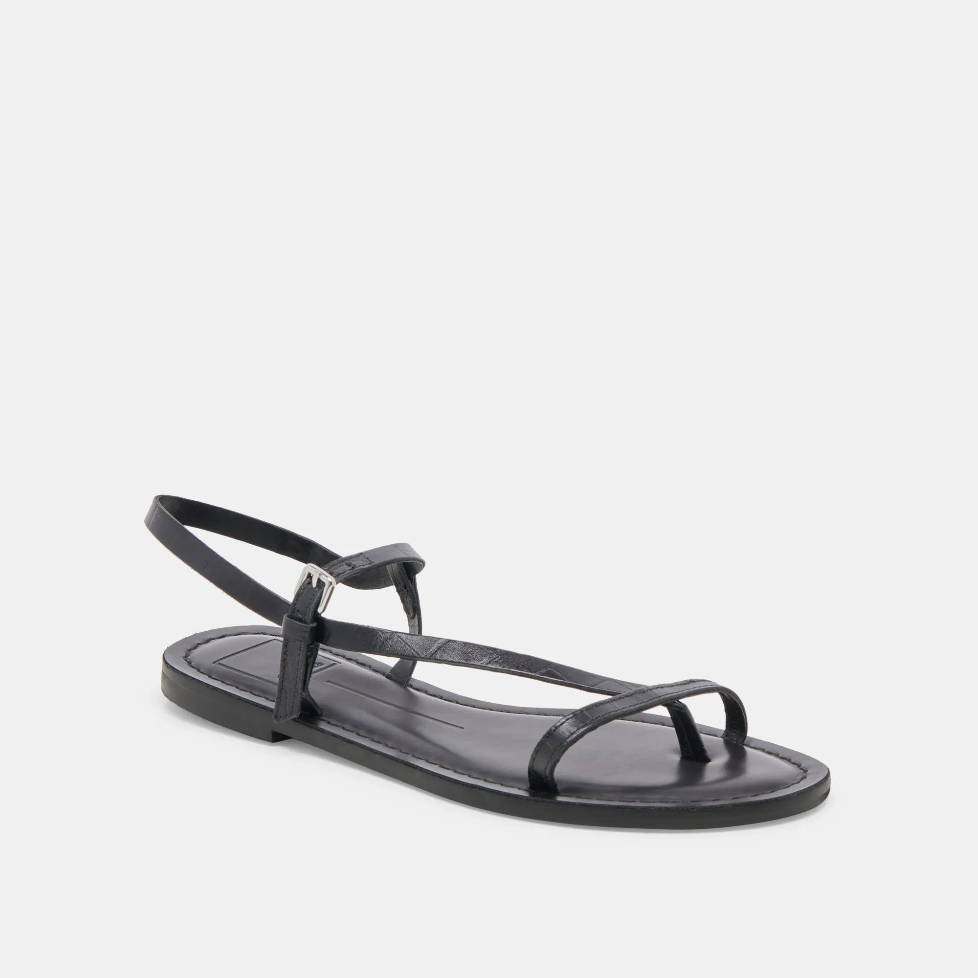 WANDRE SANDALS NOIR EMBOSSED LEATHER Arch Care Sun Ready