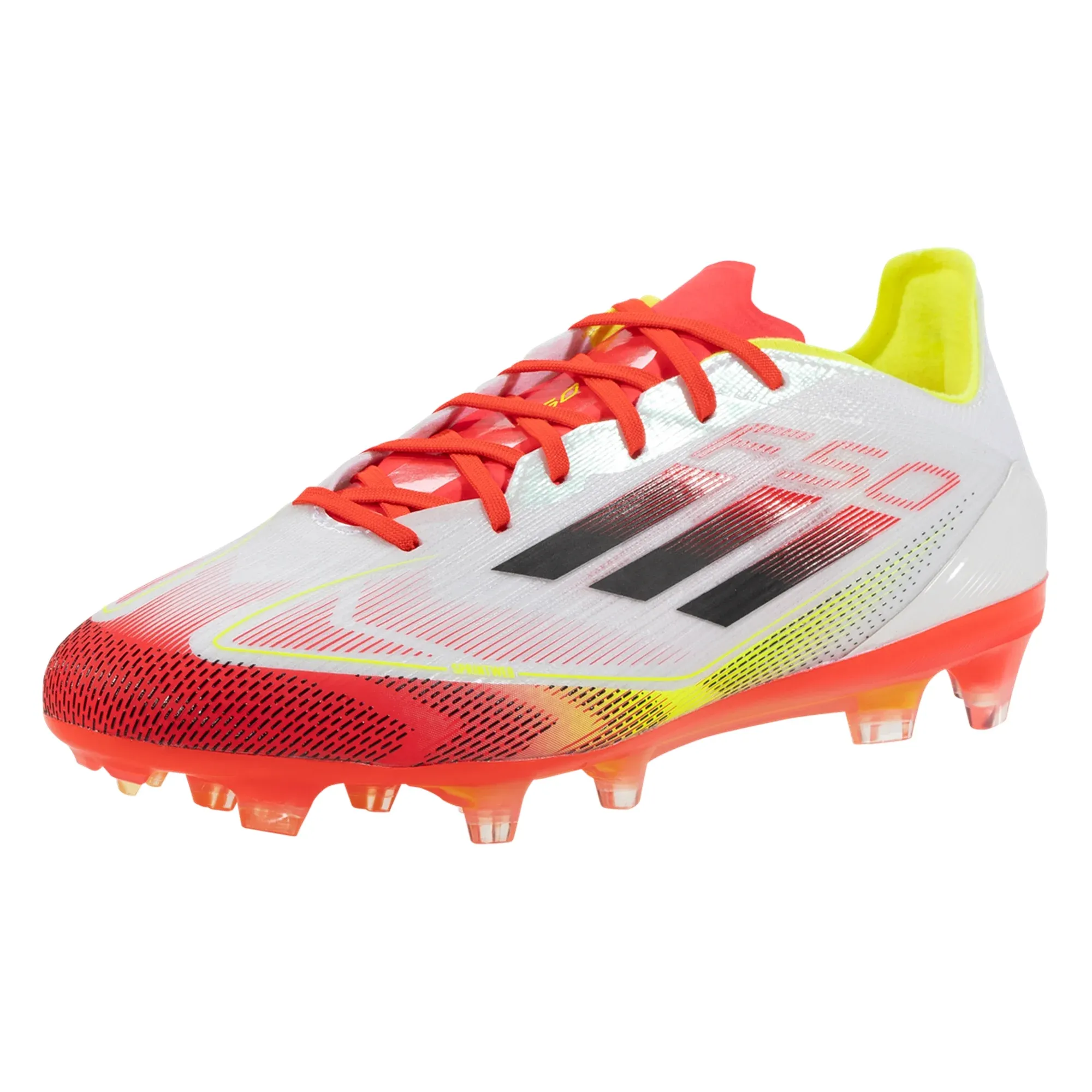 Slippery surface Toe Alignment adidas F50 Pro FG Soccer Cleats (White/Black/Yellow)