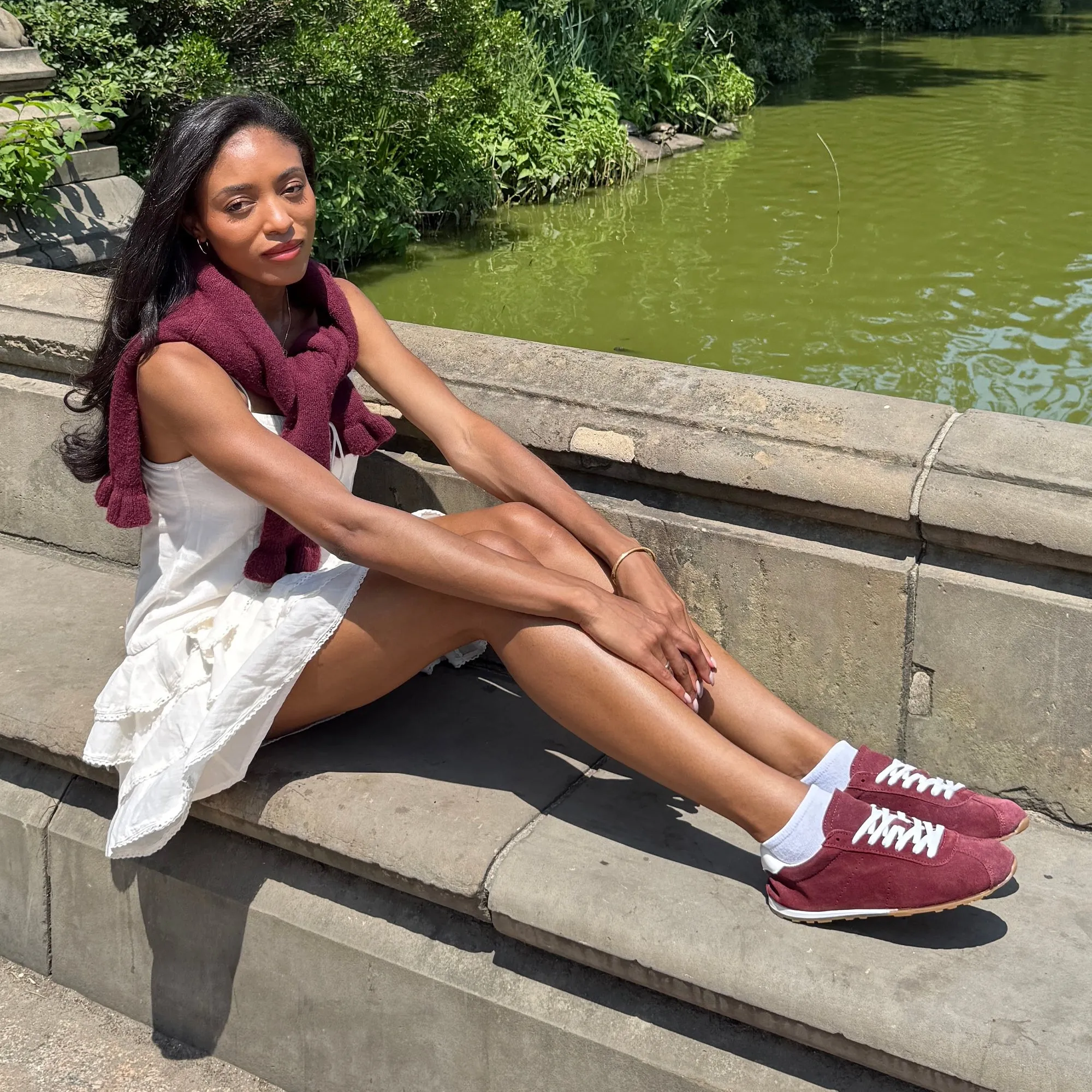 Running Performance Padded cushioning SERINA SNEAKERS BURGUNDY SUEDE