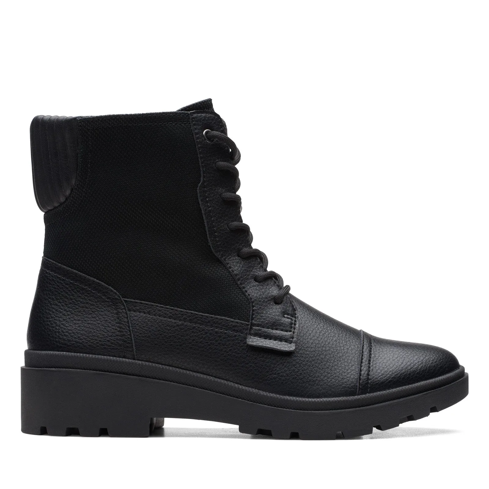 Clarks Calla Charm 26169437 Womens Black Leather Lace Up Casual Dress Boots Low Maintenance