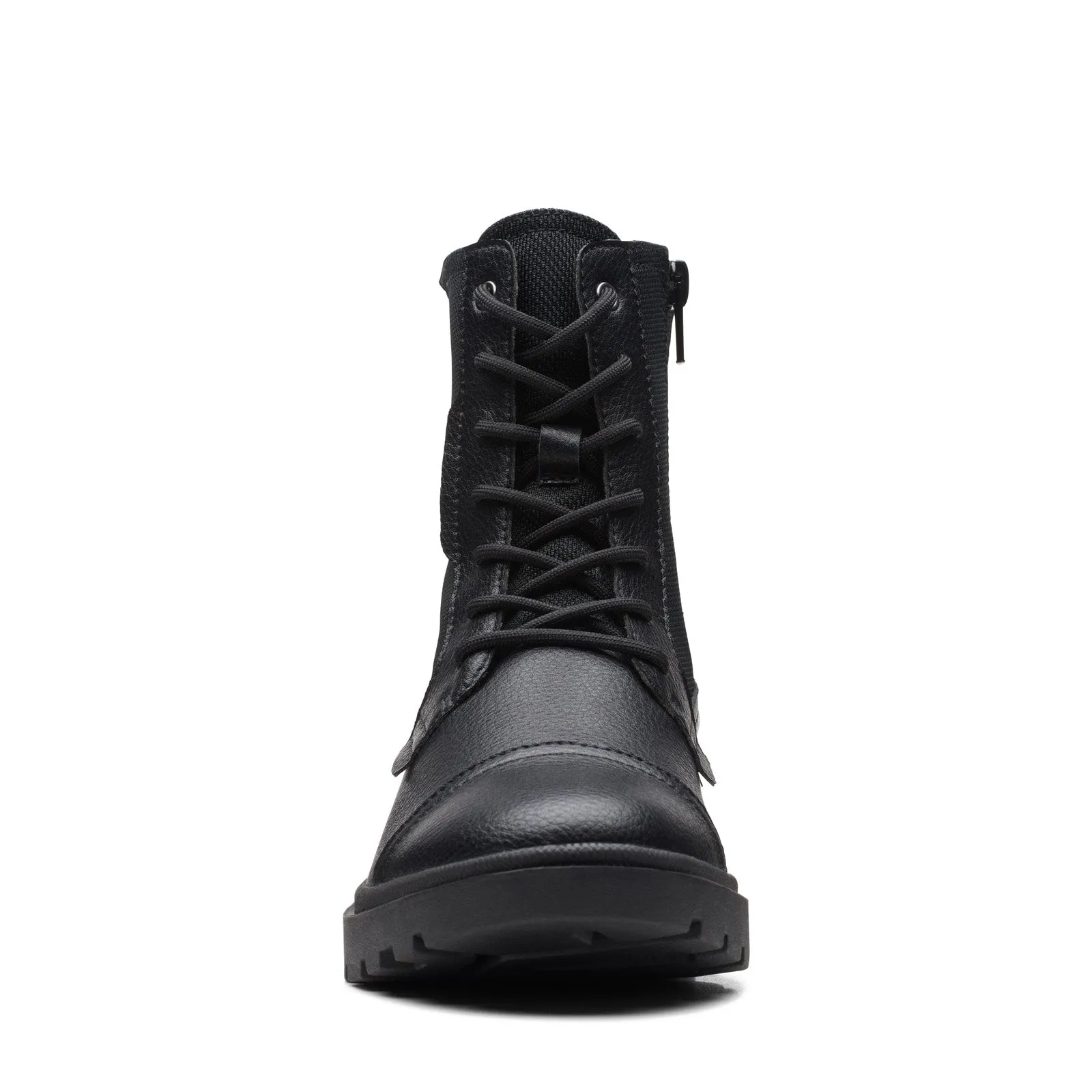 Clarks Calla Charm 26169437 Womens Black Leather Lace Up Casual Dress Boots Long-Distance Walk
