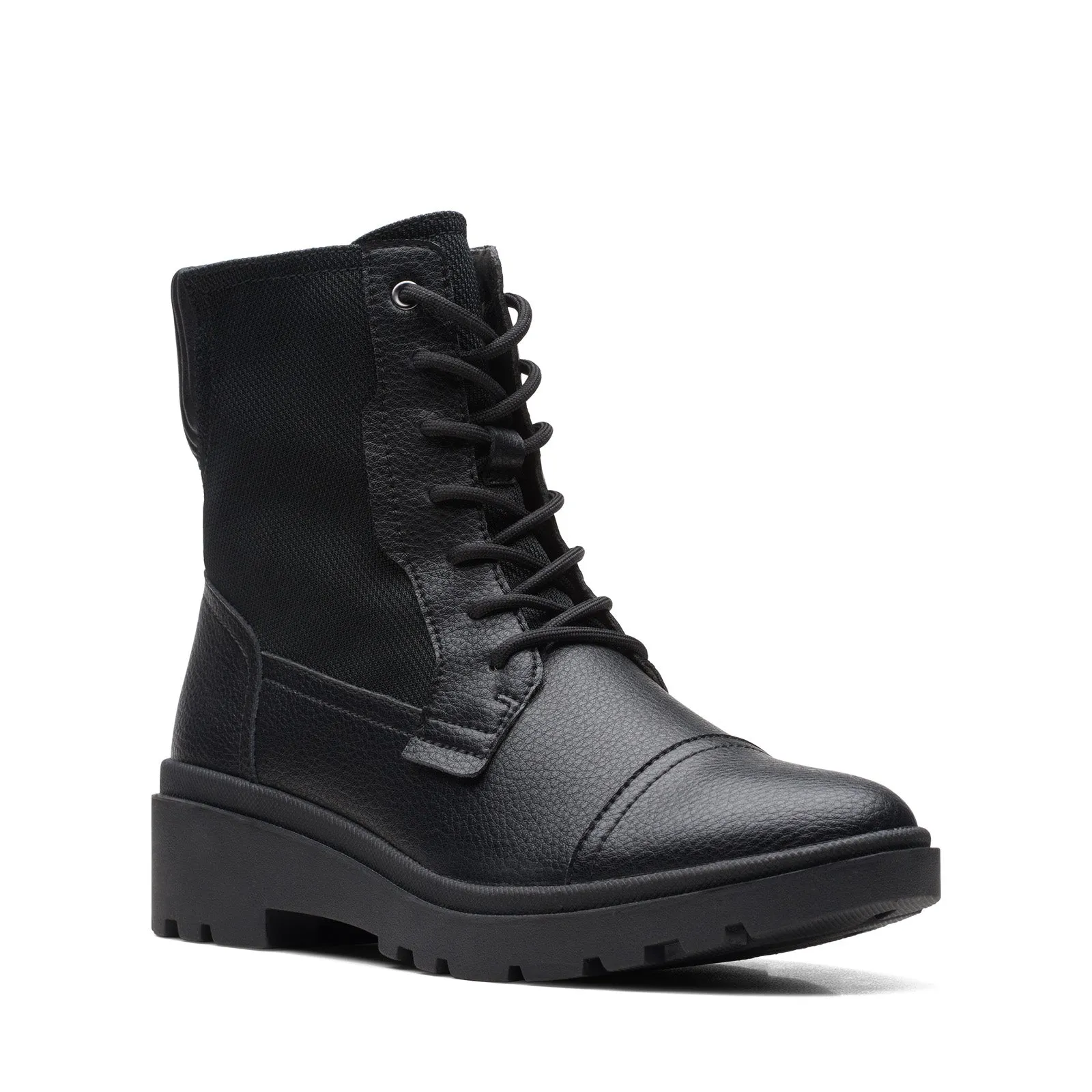 Clarks Calla Charm 26169437 Womens Black Leather Lace Up Casual Dress Boots Adventure Driven Neutral Finish