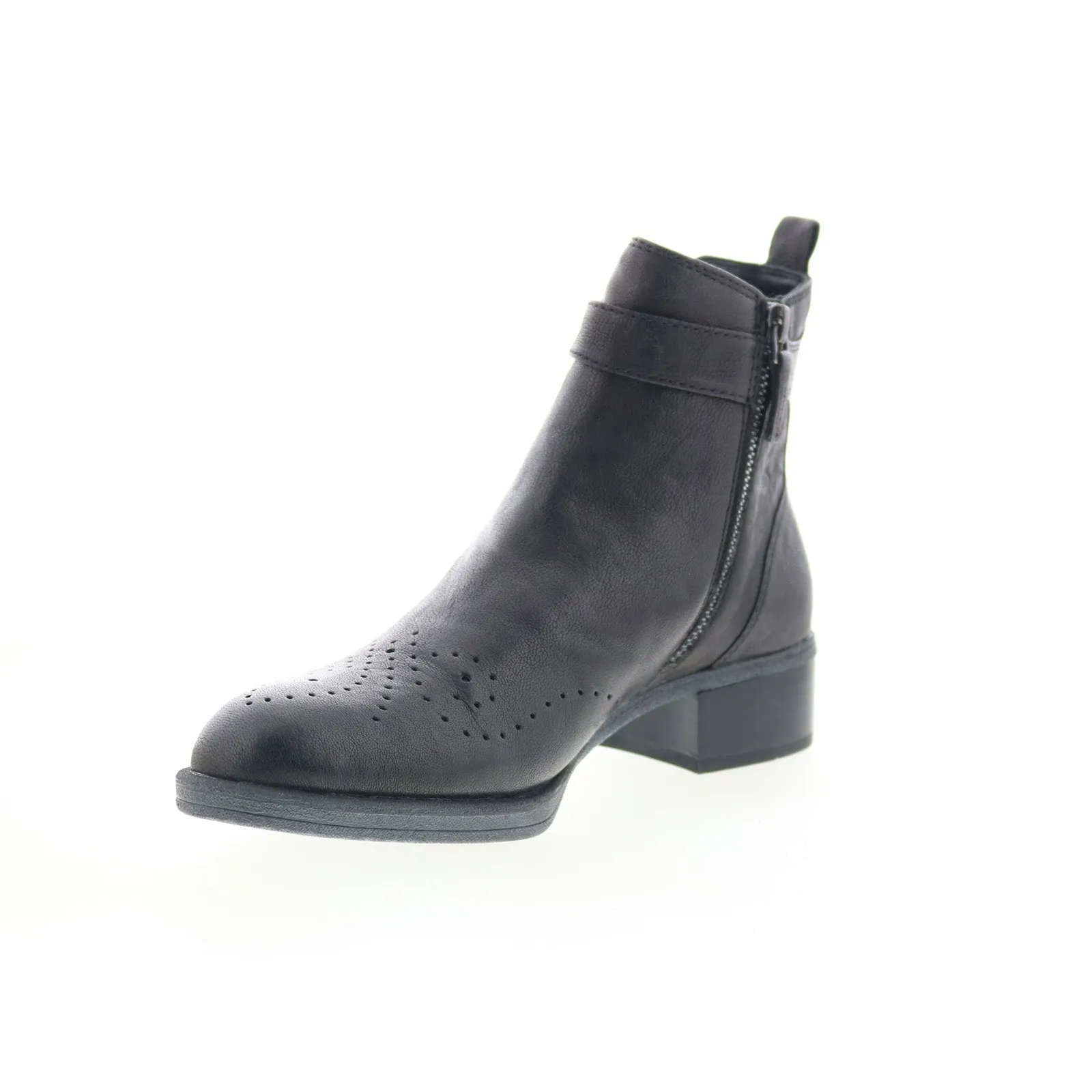 Johnston & Murphy Jeanette 78-51925 Womens Black Leather Casual Dress Boots Padded Footbed Protective Comfort
