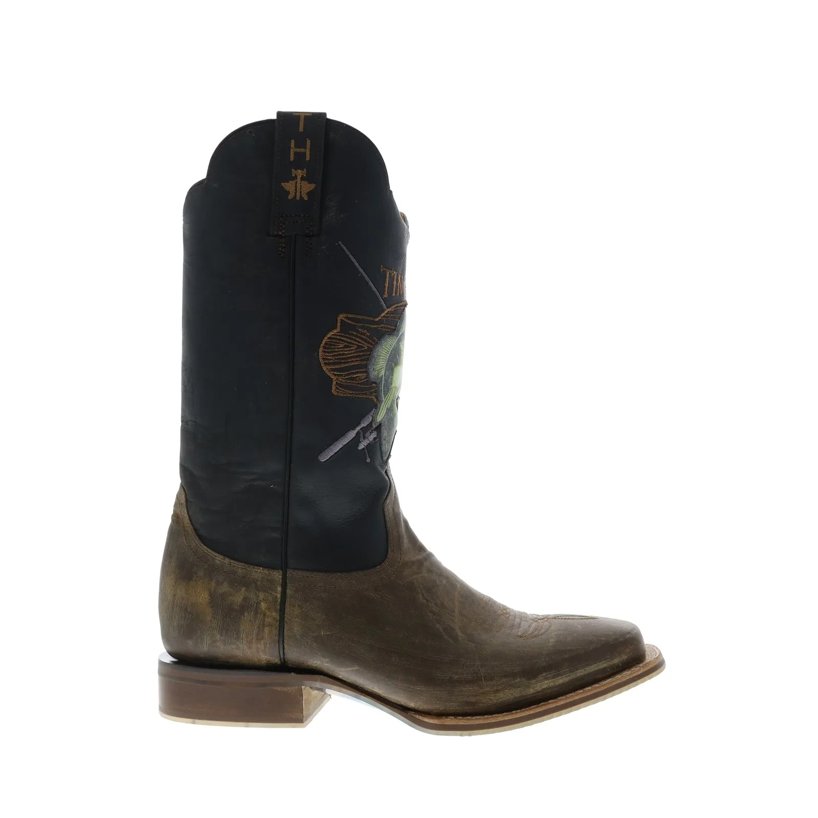 Tin Haul Wallhanger Fish A Plenty Sole Mens Brown Cowboy Western Boots Easy Maintenance Party Occasion