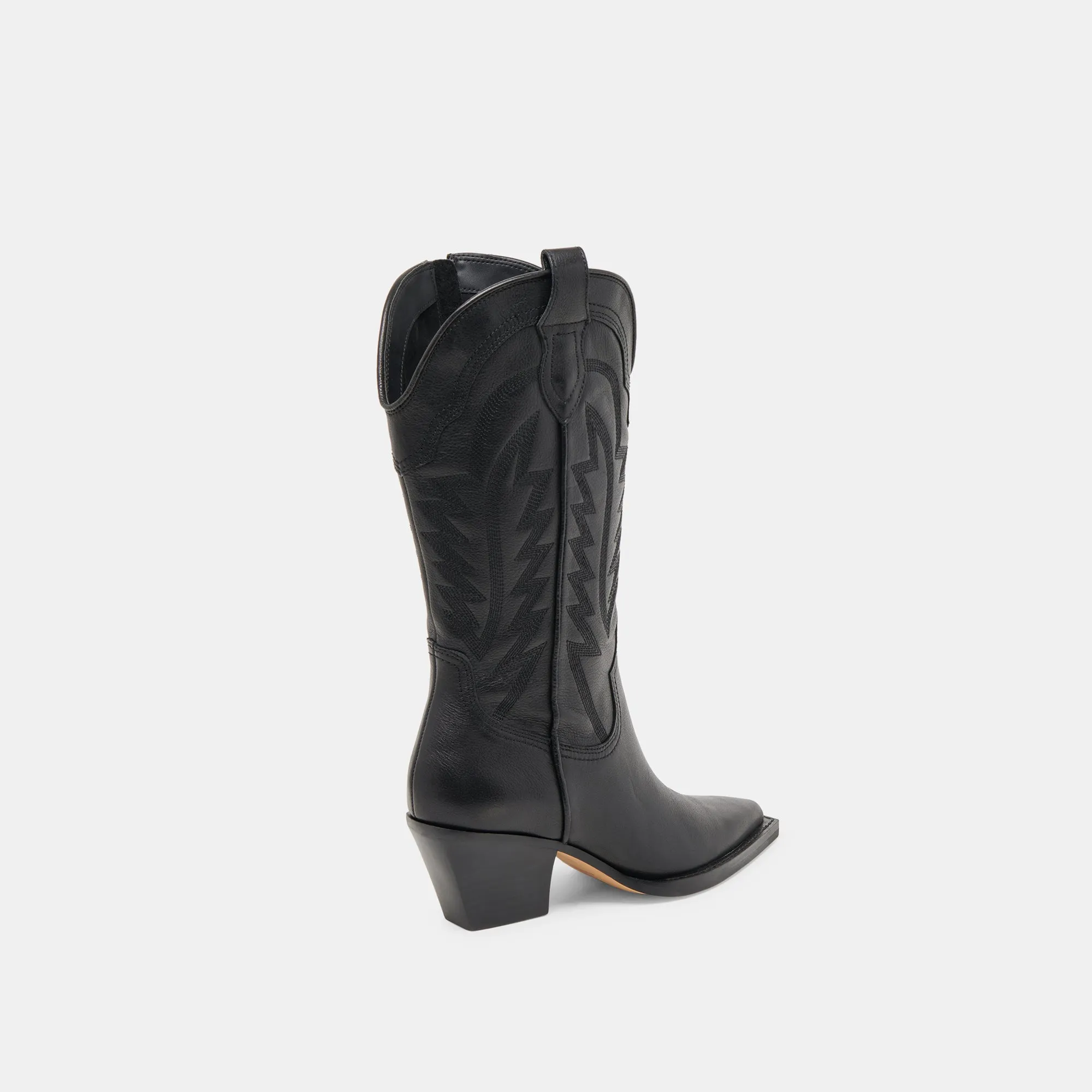 RYLAND EXTRA WIDE CALF BOOTS BLACK LEATHER Comfort Edge Deep Grooves