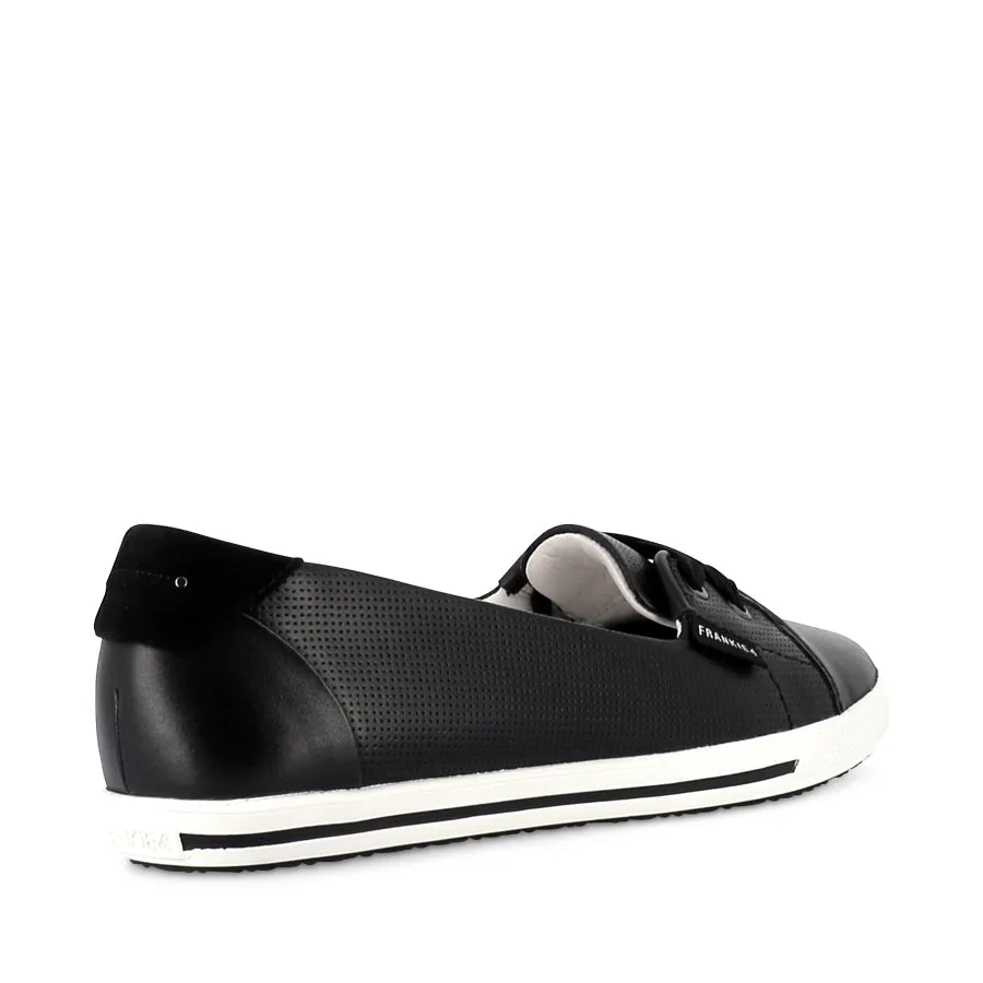 HANNAH III - BLACK PUNCHED LEATHER deepest