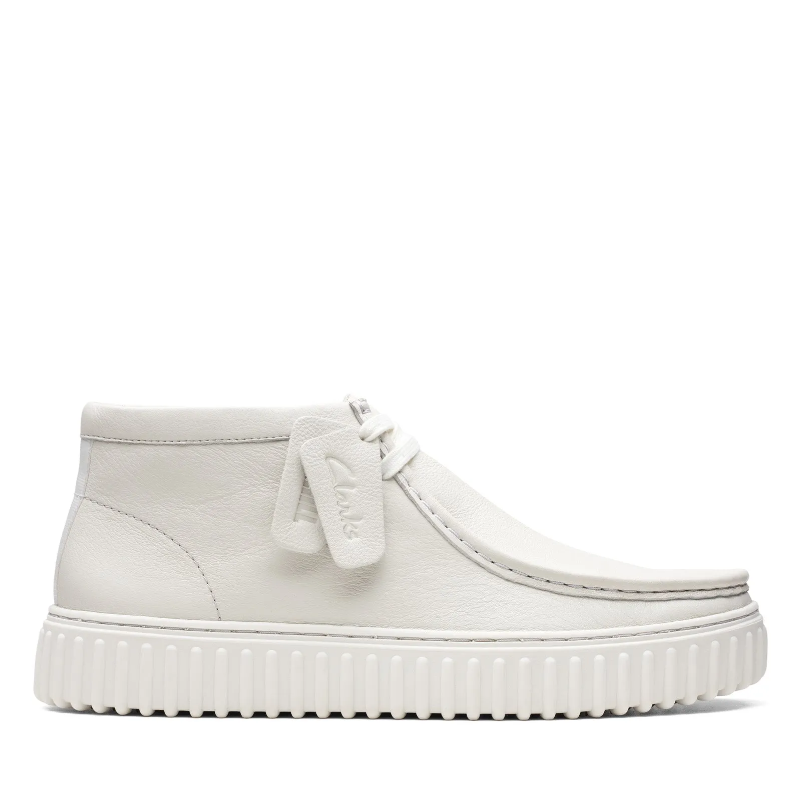 All Day Dry Comfort Clarks Torhill Hi 26173662 Mens White Leather Lace Up Chukkas Boots