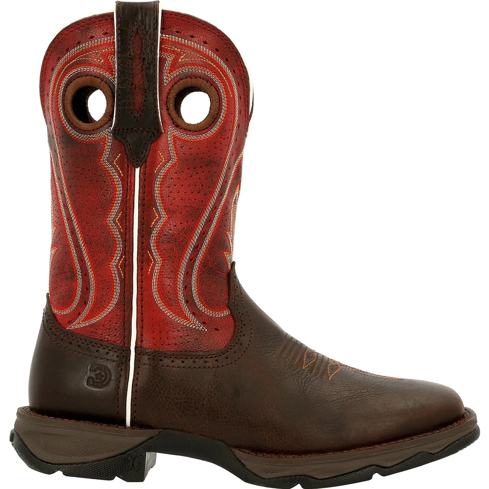 Durango Lady Rebel DRD0408 Womens Brown Leather Slip On Cowboy Western Boots Mud Ground Heavy Trail
