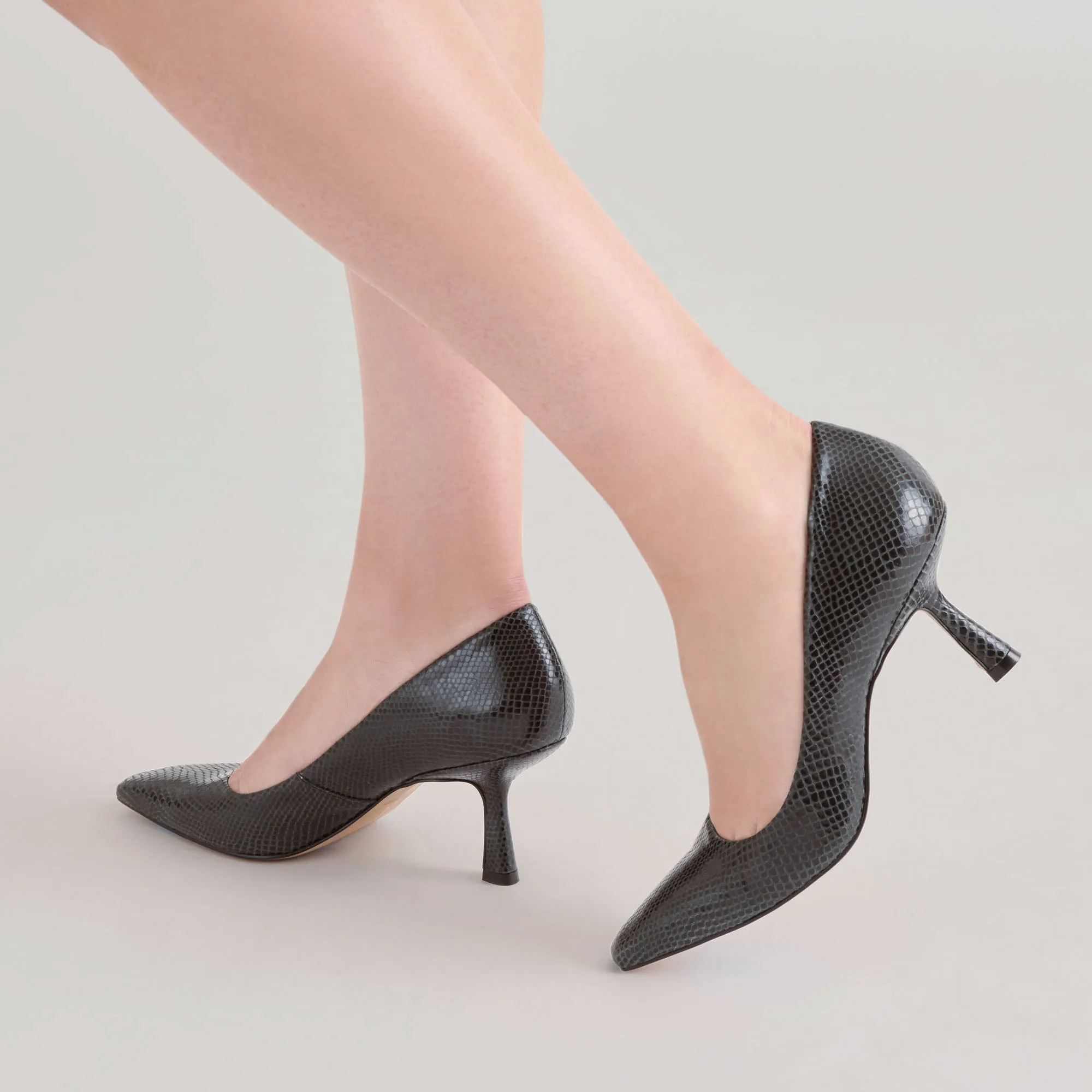 Cute Heels BRIONA HEELS ONYX EMBOSSED LEATHER