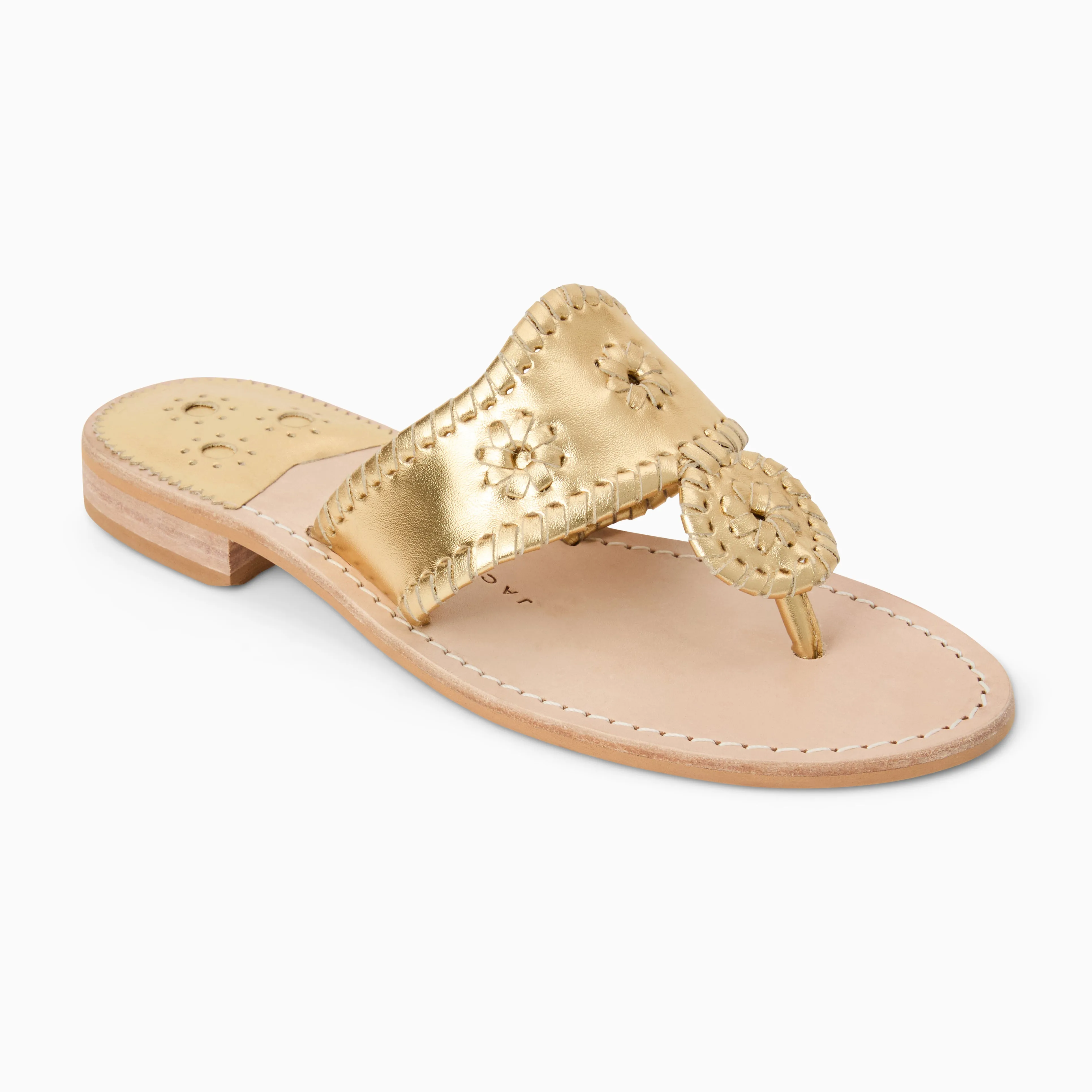 Comfortable Jacks Wide Width Leather Flat Sandal