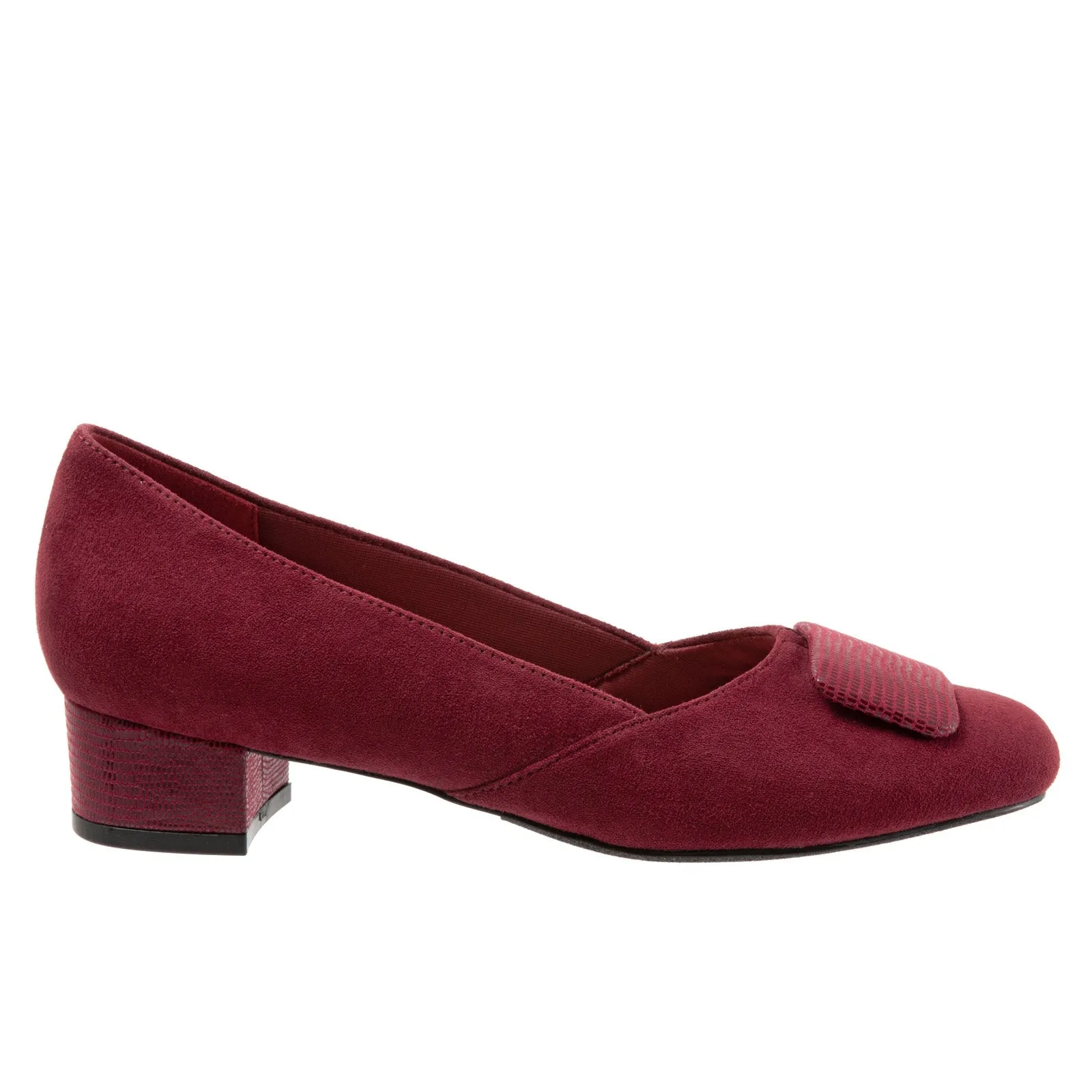 Trotters Delse T1852-601 Womens Red Wide Suede Pumps Heels Shoes Glam Heeled Sandals