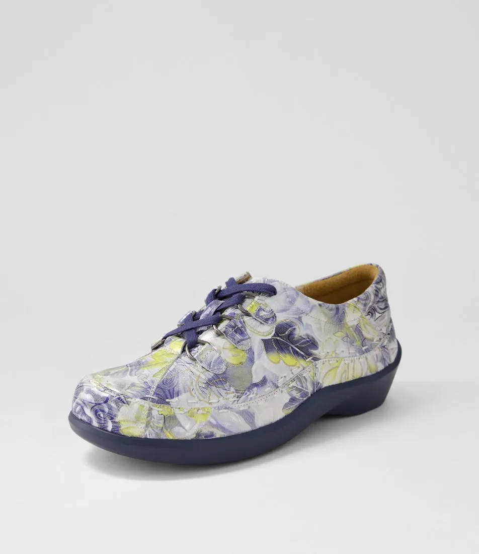 Earth Mood Slip Resistant ZIERA ALLSORTS NAVY SILVER FLORAL