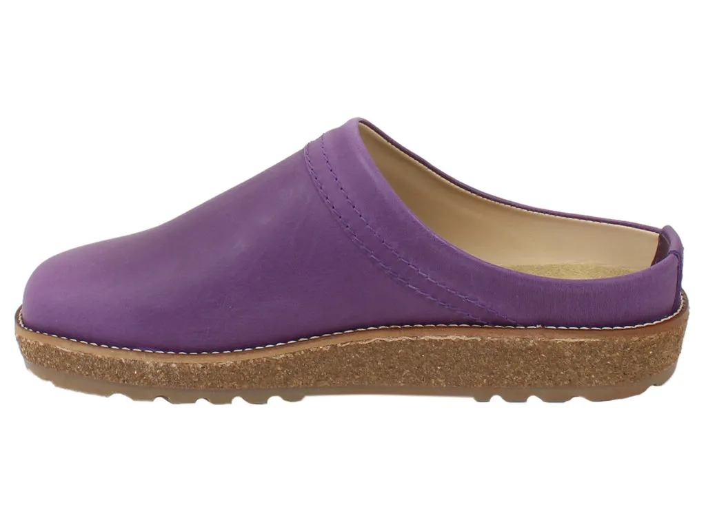 Haflinger Leather Clogs Travel Violet Wide Base