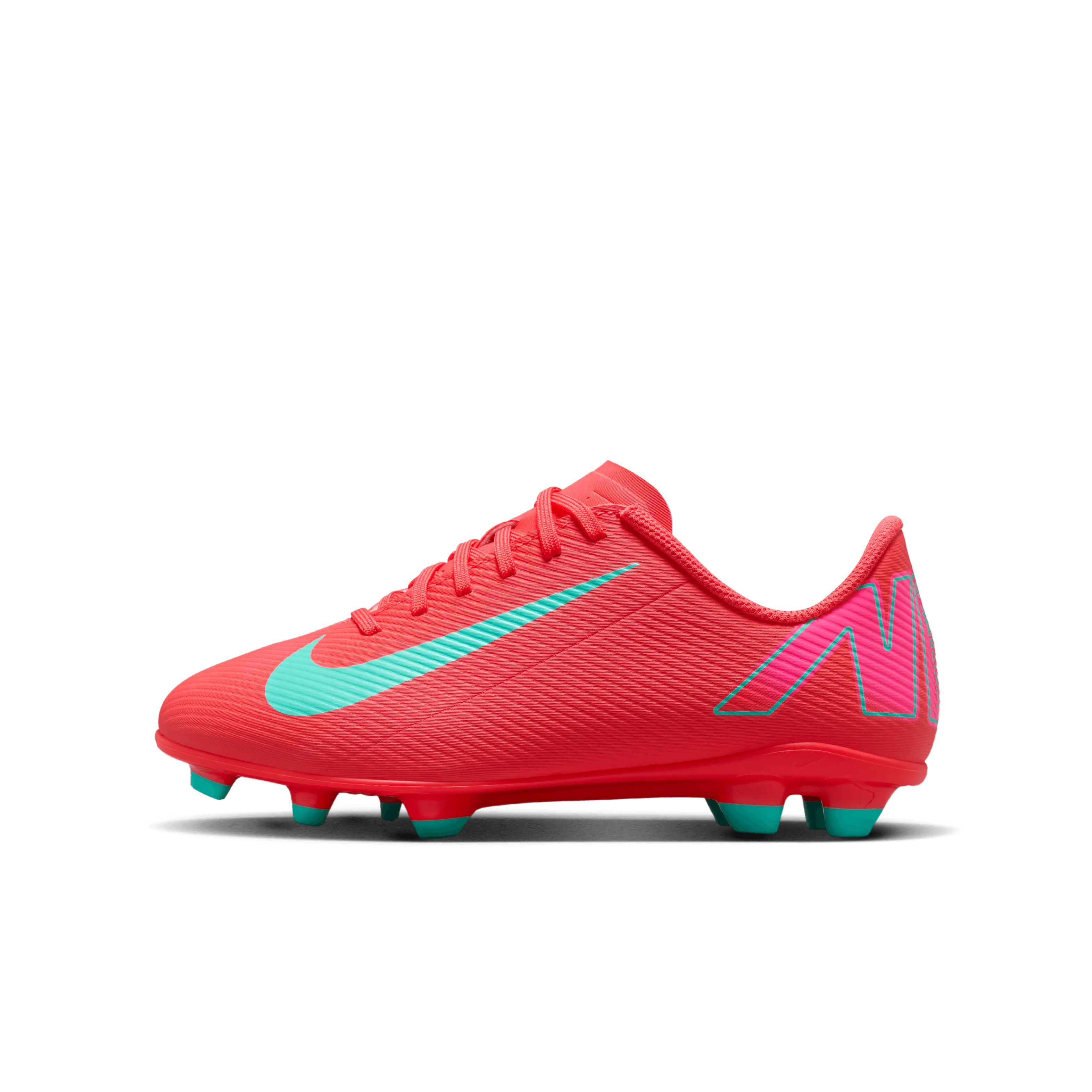 Nike Jnr Mercurial Vapor 16 Club FG Football Boots (Ember Glow/Aurora Green) Stretchable Skate Cool