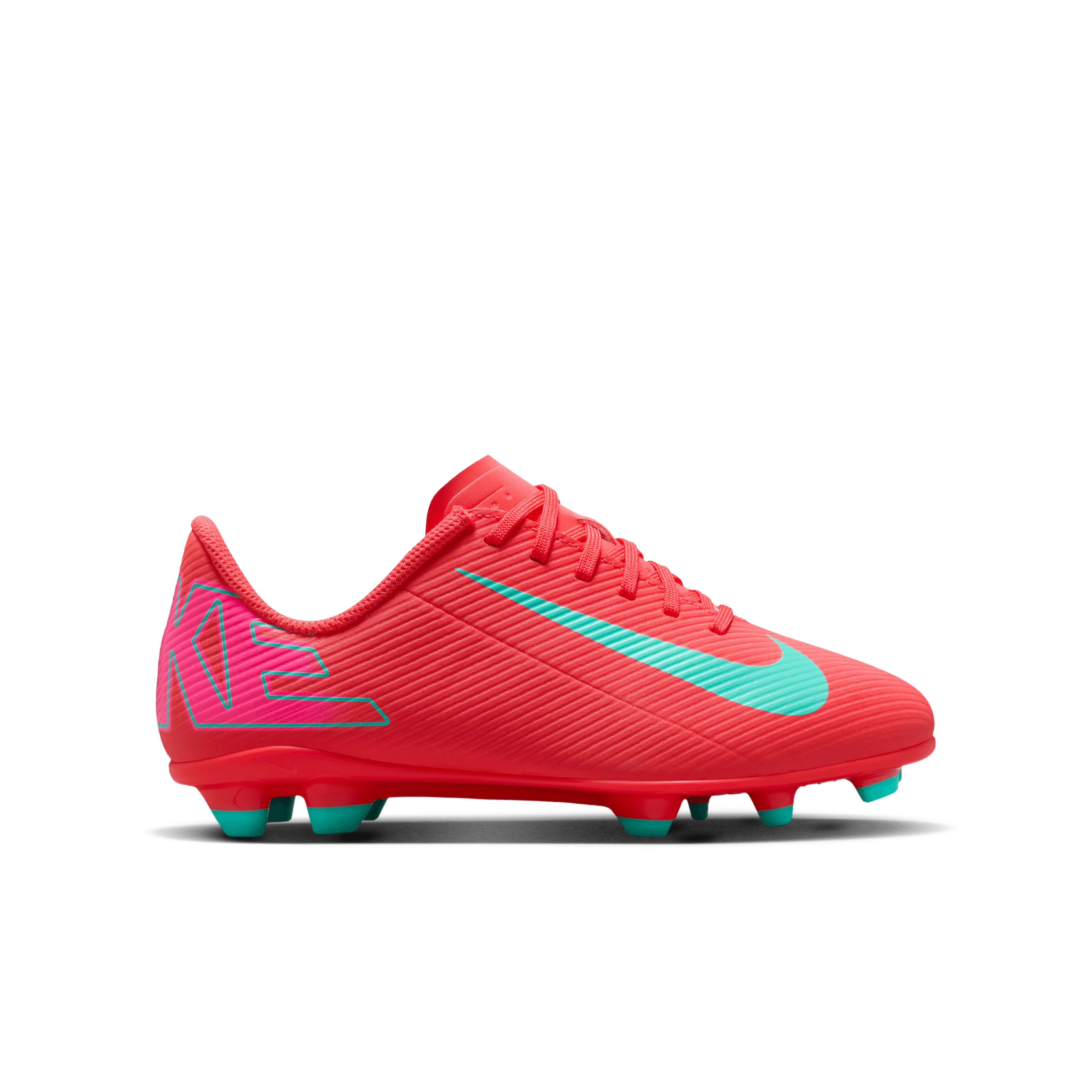 Nike Jnr Mercurial Vapor 16 Club FG Football Boots (Ember Glow/Aurora Green) Soft Interior