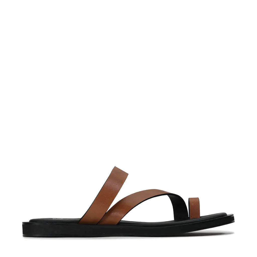 Trusted Structured sole MIRA LEATHER SQUARE TOE SANDALS
