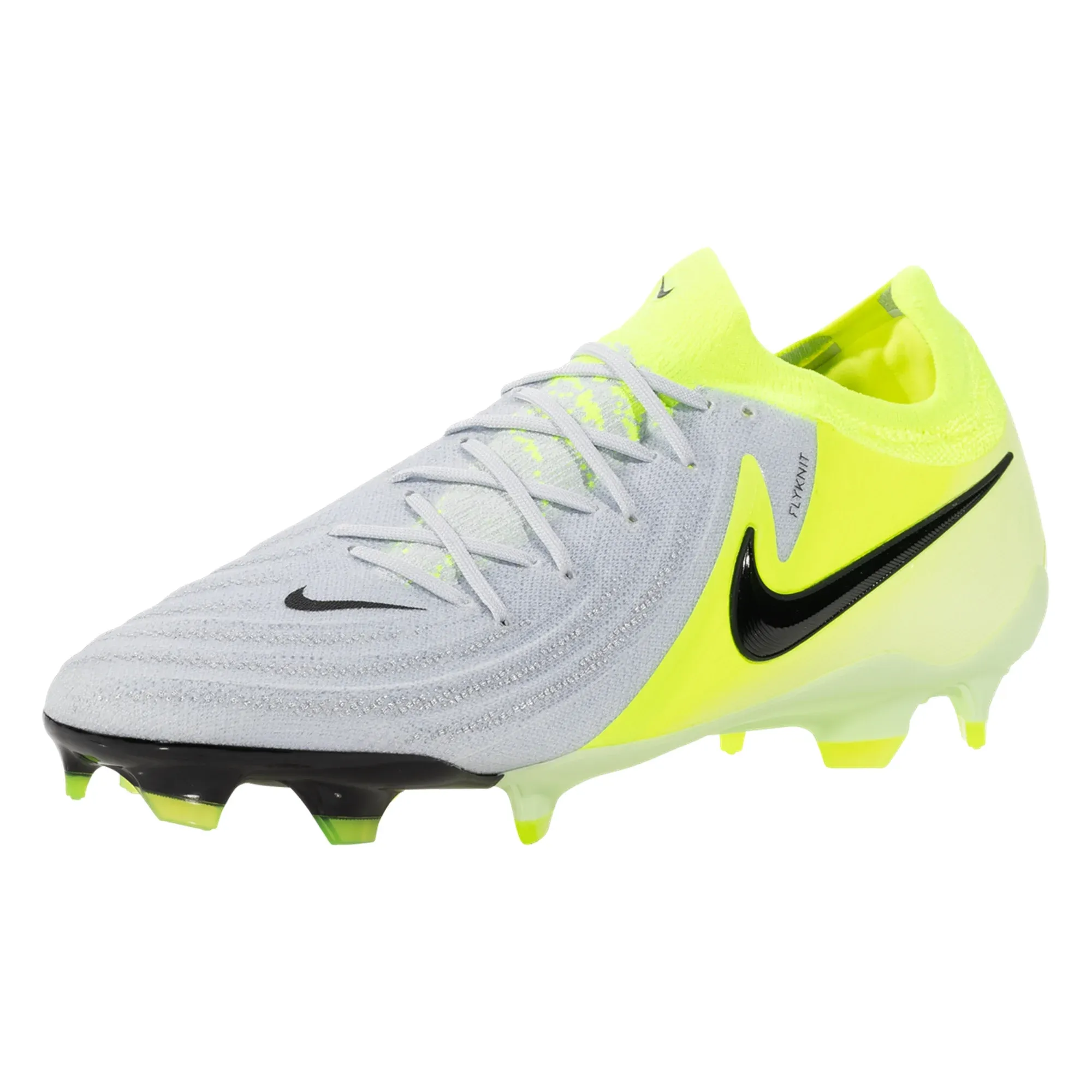 Nike Phantom GX II Pro FG Soccer Cleats (Metallic Silver/Black-Volt) Grass Pitch