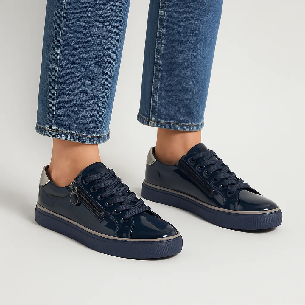 Show Stage Chic Cool ZIERA PAMELA NAVY PEWTER PATENT