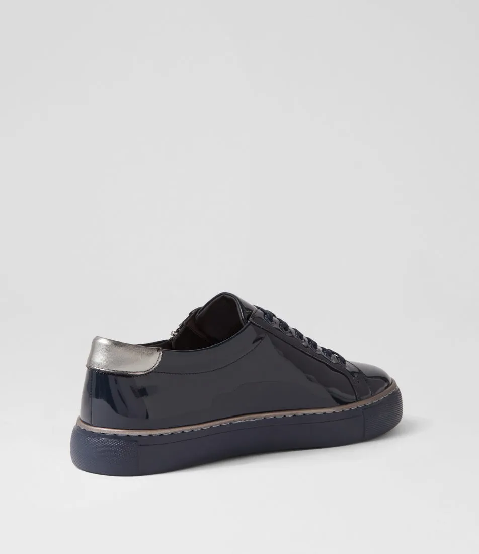 ZIERA PAMELA NAVY PEWTER PATENT Sole Soft Silk Feel