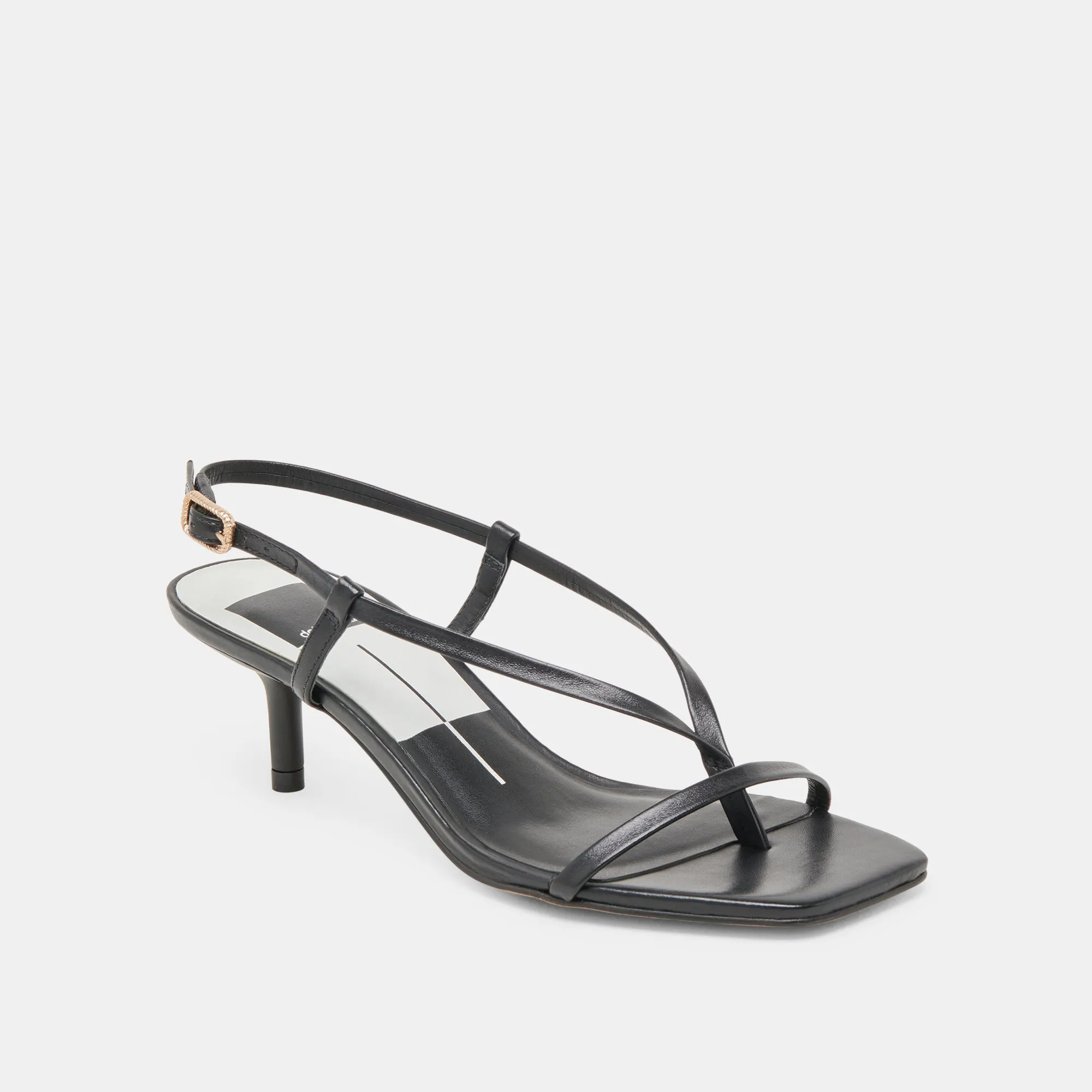 LAURY HEELS BLACK LEATHER Textured Heels Sleek Leather Pumps