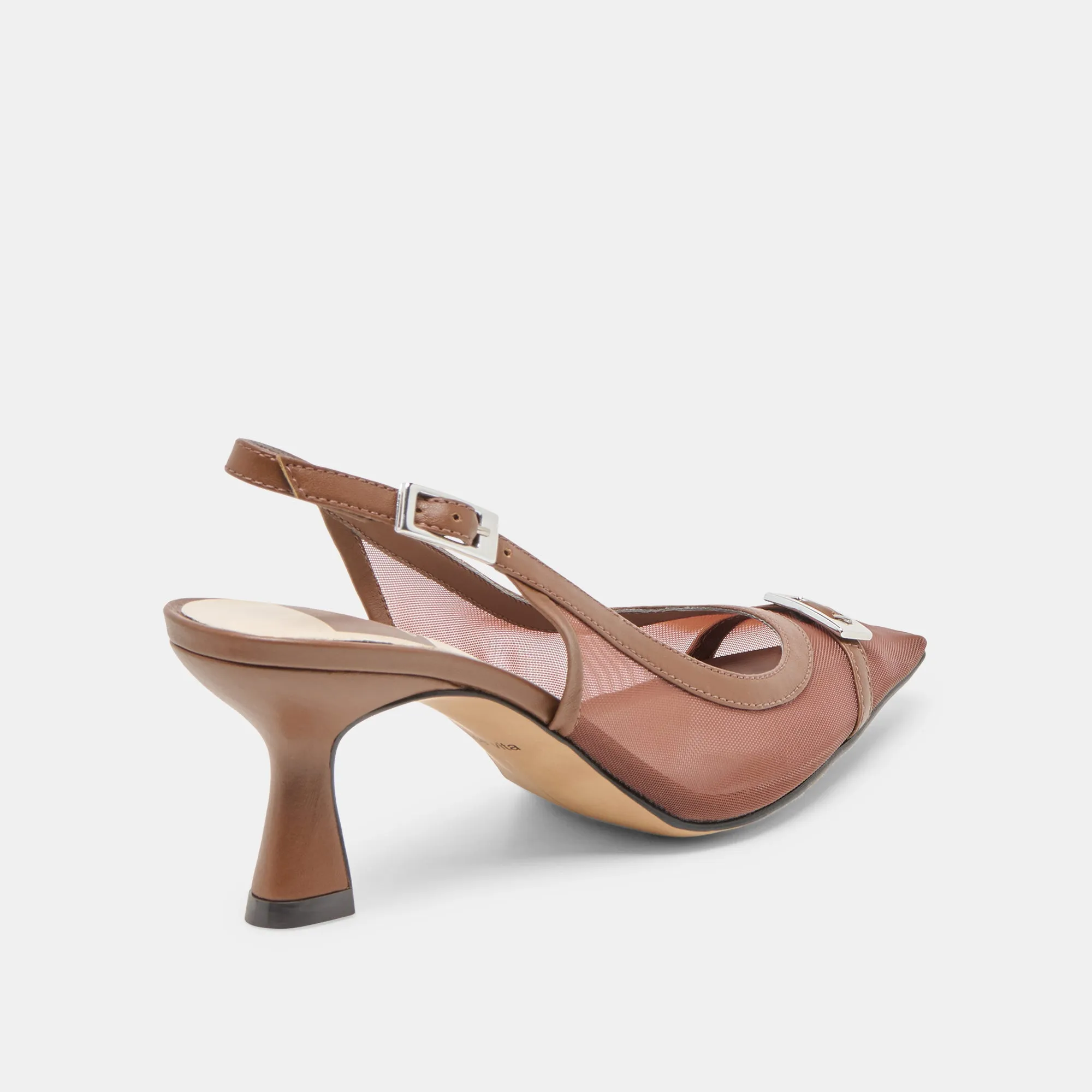 Satin Wedding Shoes Chic Designer Heels LORINE HEELS ESPRESSO MESH