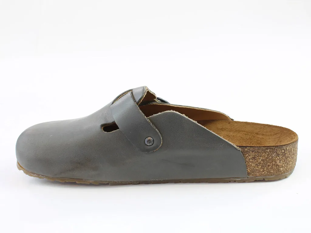 (Second Quality) Haflinger Leather Clogs Lorenzo Anthracite Calm Mood