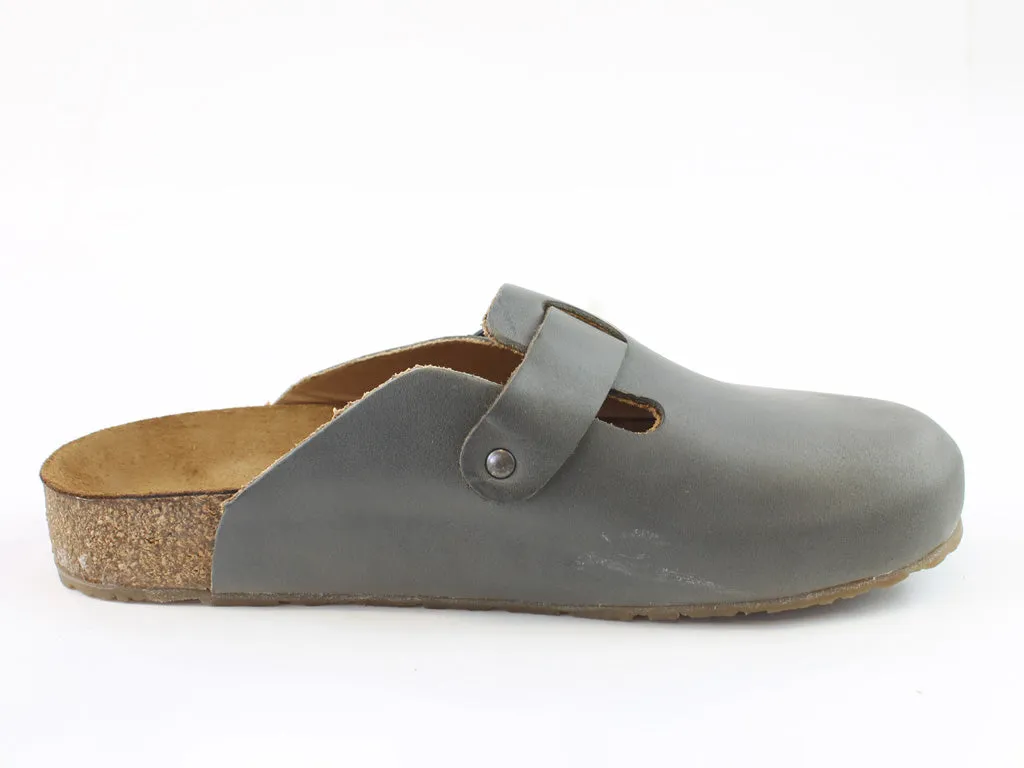 (Second Quality) Haflinger Leather Clogs Lorenzo Anthracite Body Balance
