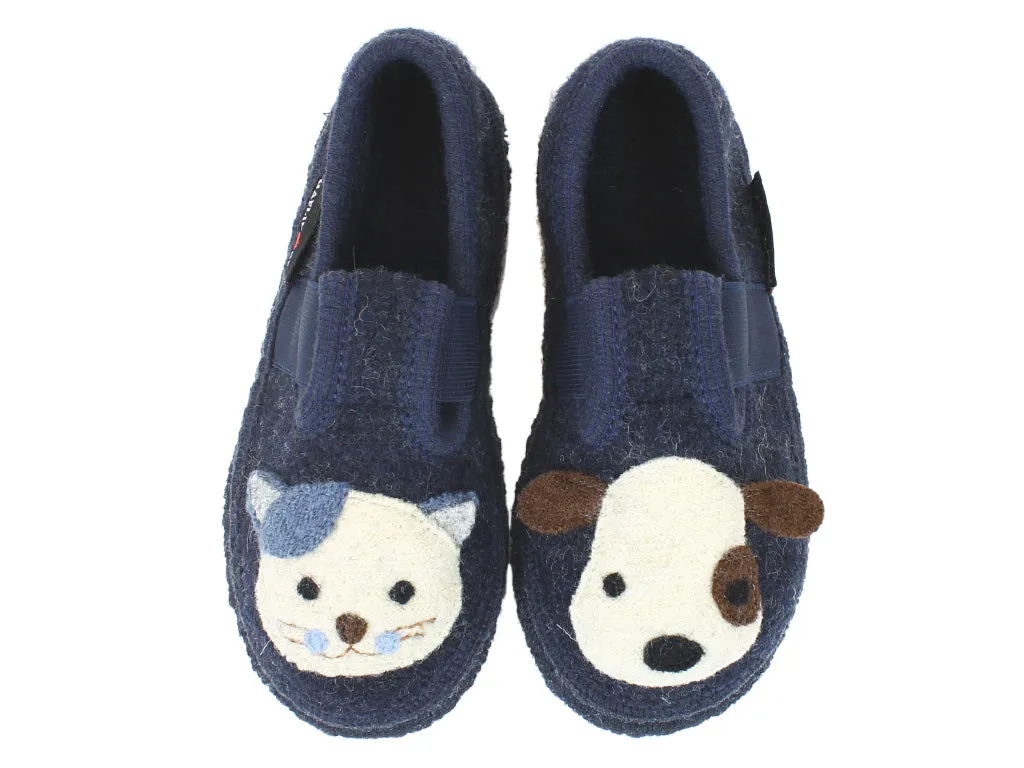 Flexible Sole Earth Base Haflinger Children's slippers Pets Blue