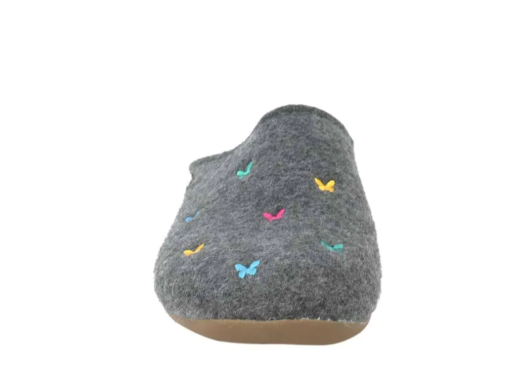 Sand Move Haflinger Slippers Everest Butterflies Anthracite