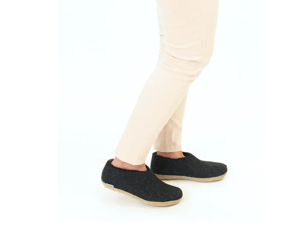 Glerups Closed Slippers Charcoal Mesh Upper