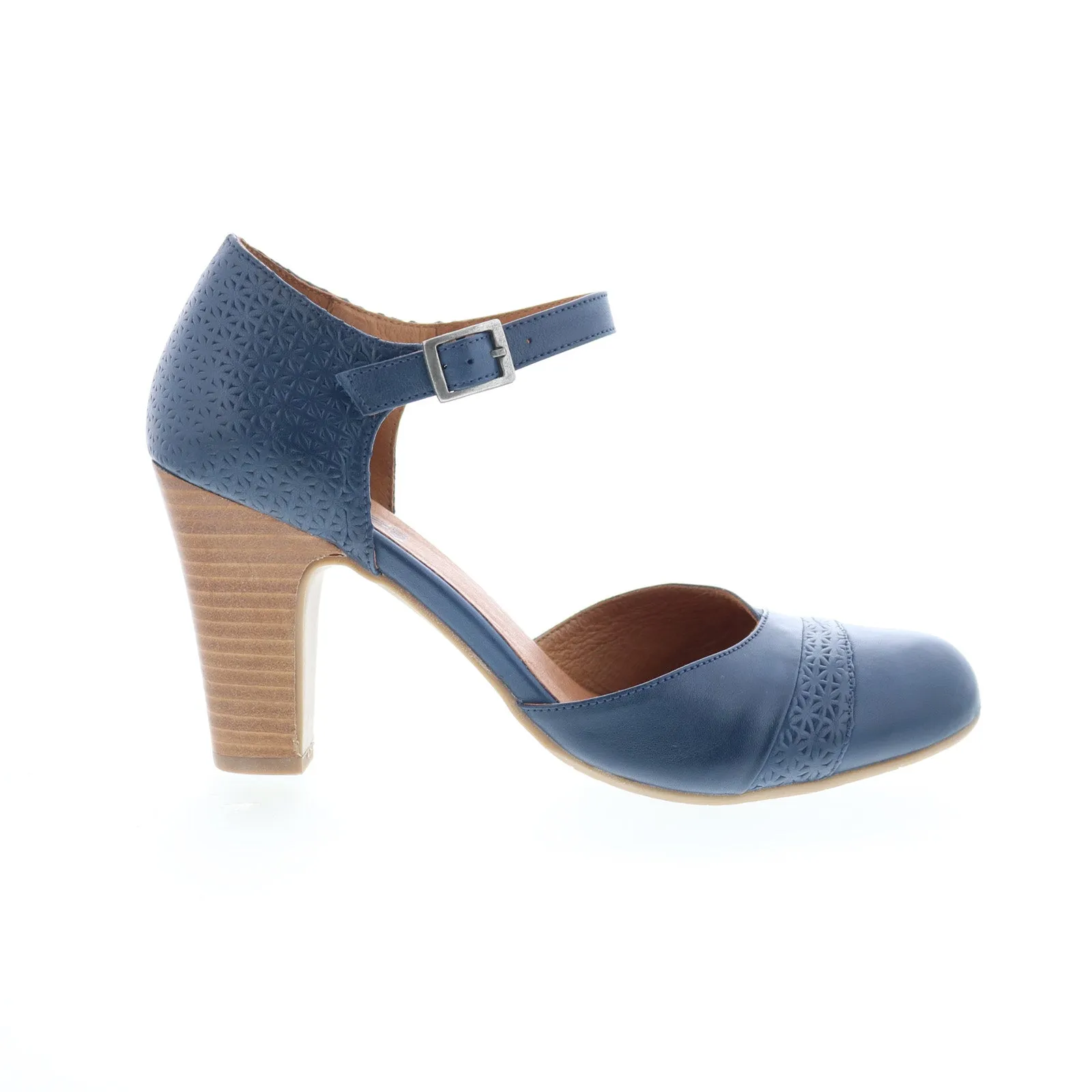 Clear Sandals for Weddings Casual High Heel Shoes Miz Mooz Jay-EU Womens Blue Leather Hook & Loop Strap Heels Shoes