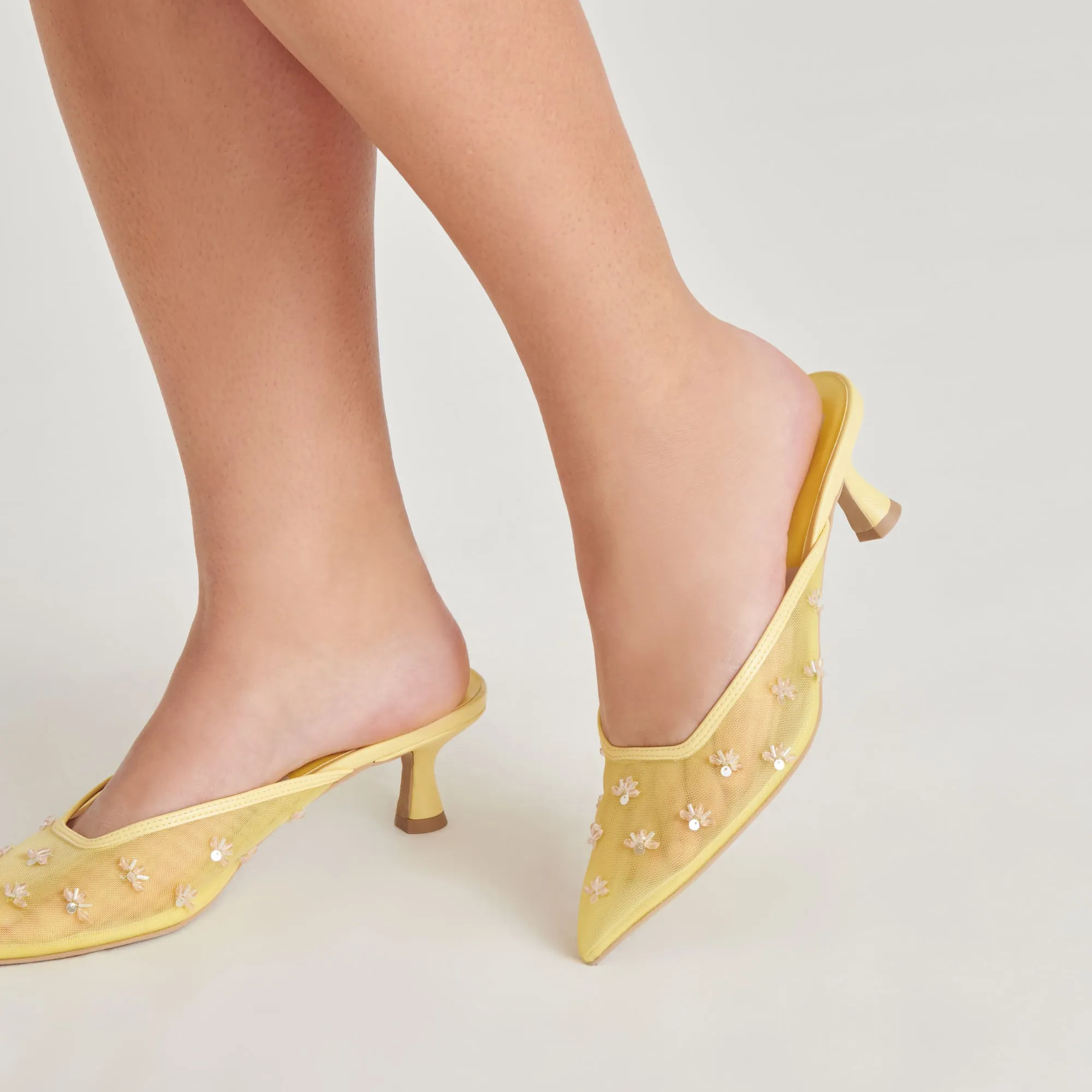elegant design Stable Structure CLARA HEELS LEMON MESH