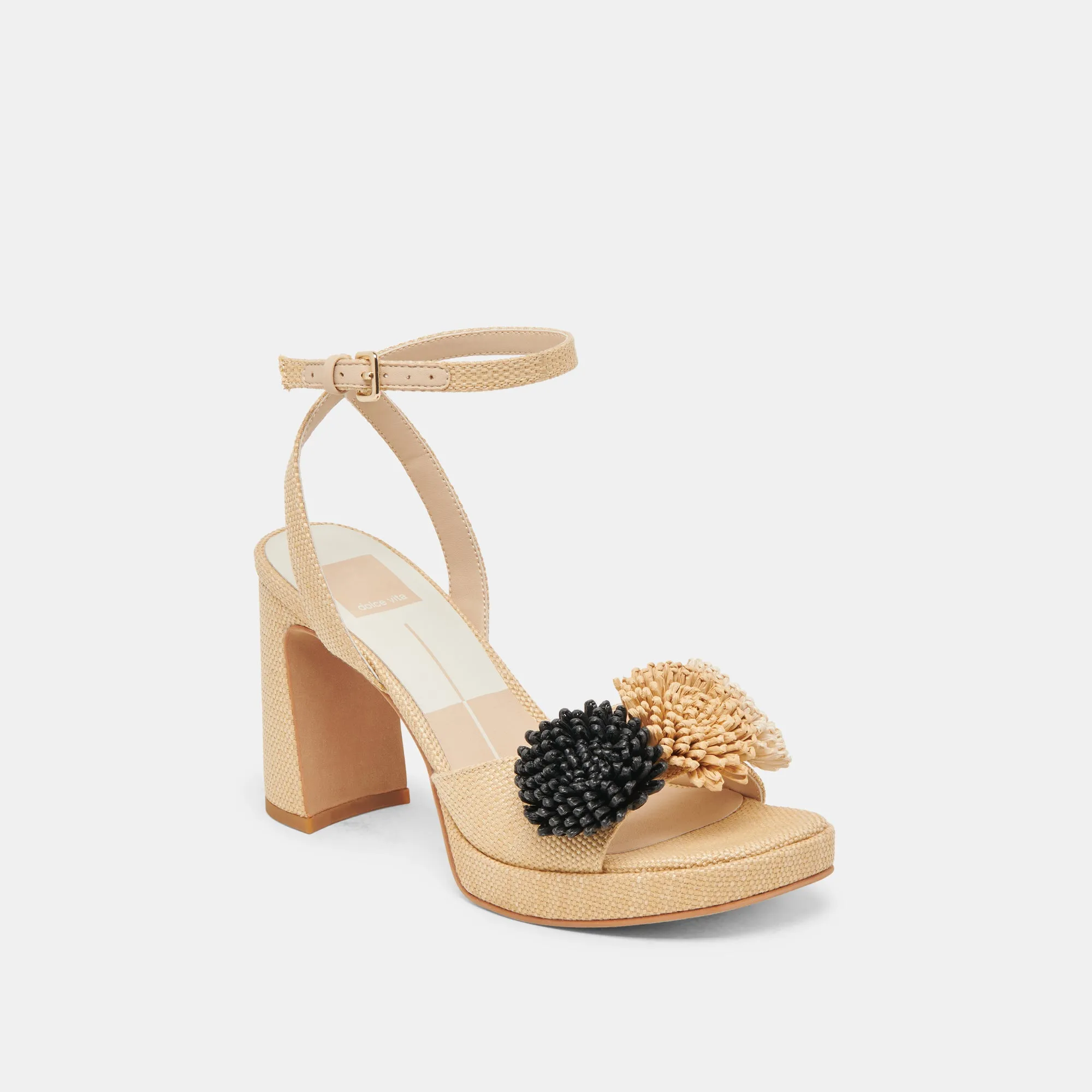 Formal Event Heels OLIVEA HEELS BLACK NATURAL RAFFIA