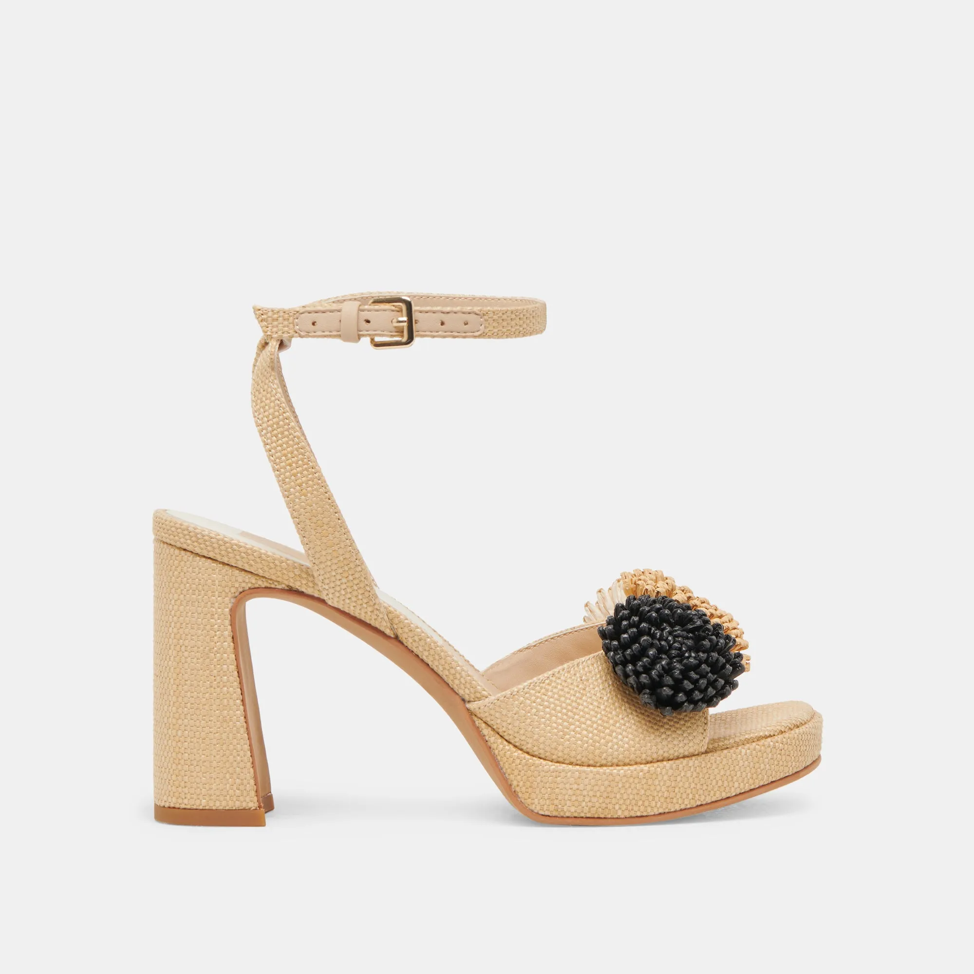 OLIVEA HEELS BLACK NATURAL RAFFIA Fashion Heels for Summer Professional Heels