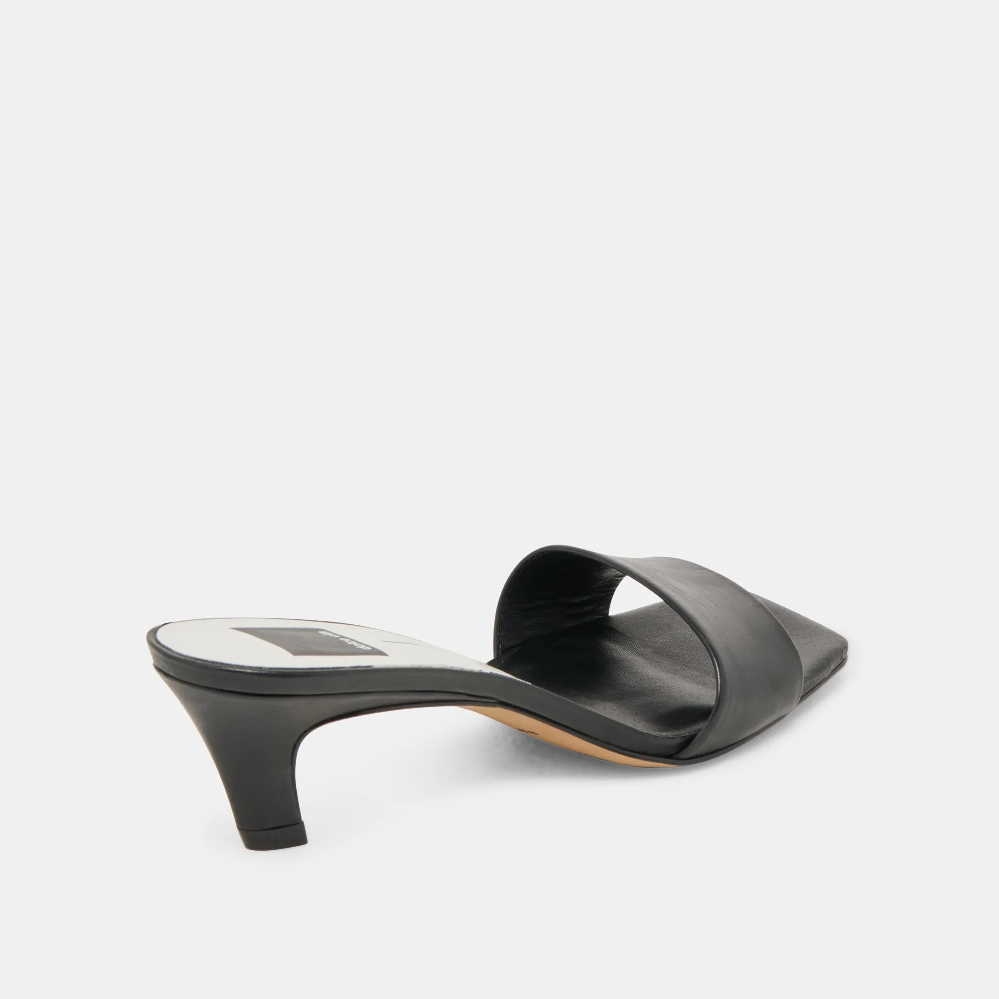 Classic White Heels Bold Heel Boots REXA HEELS BLACK LEATHER